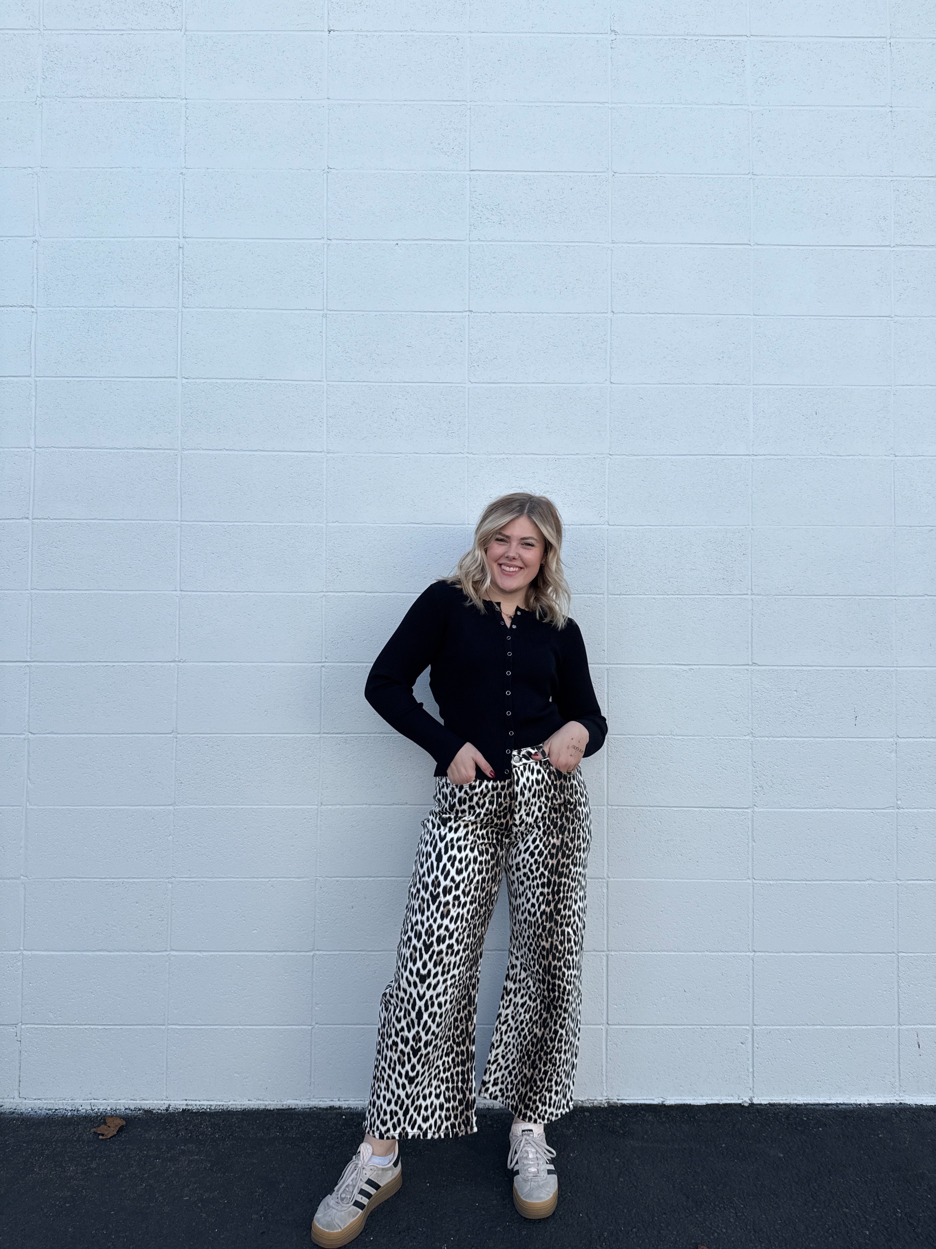 Winter Leopard Barrel Leg Jeans