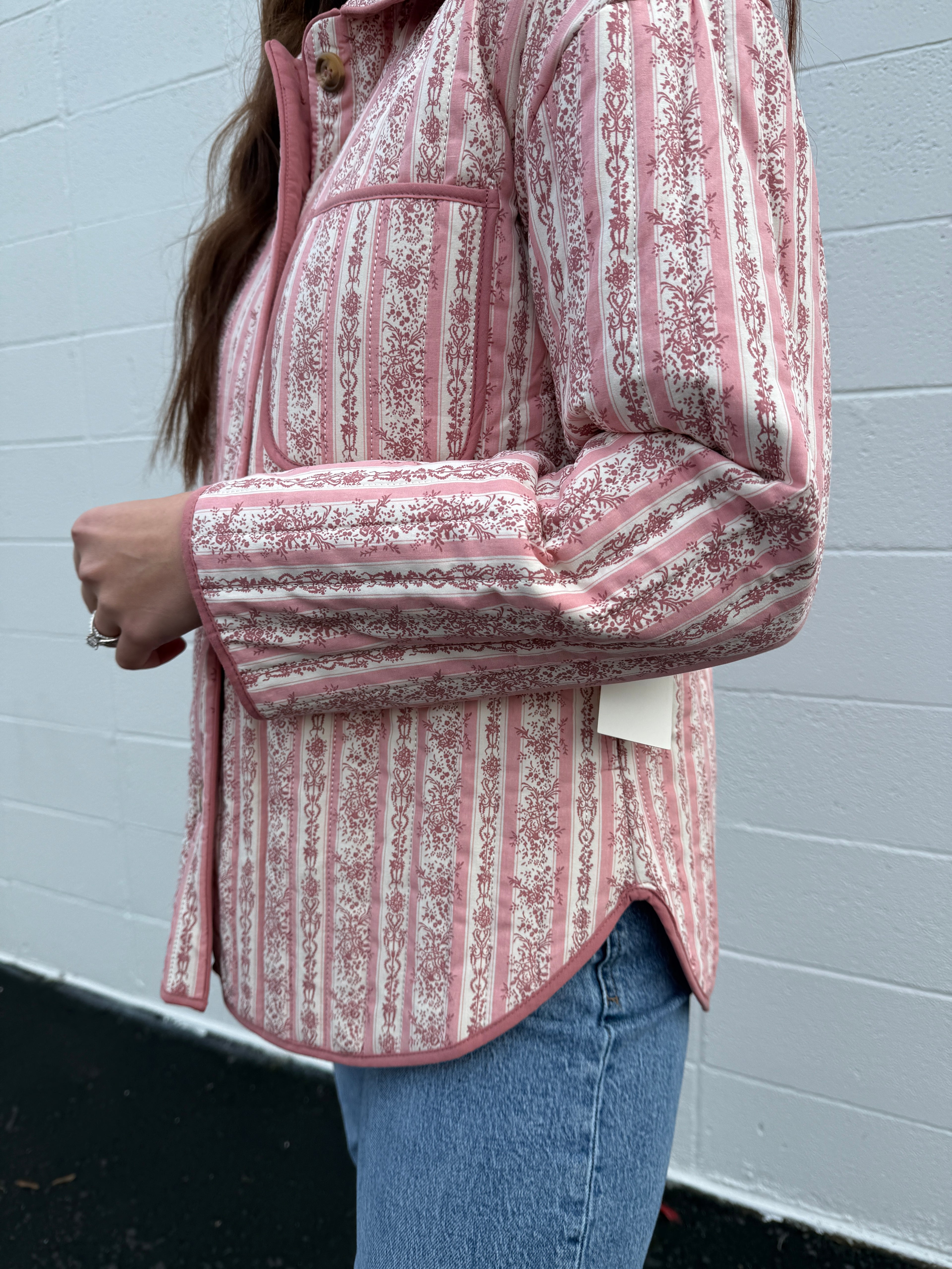 All in Pink Quilted Striped Jacket