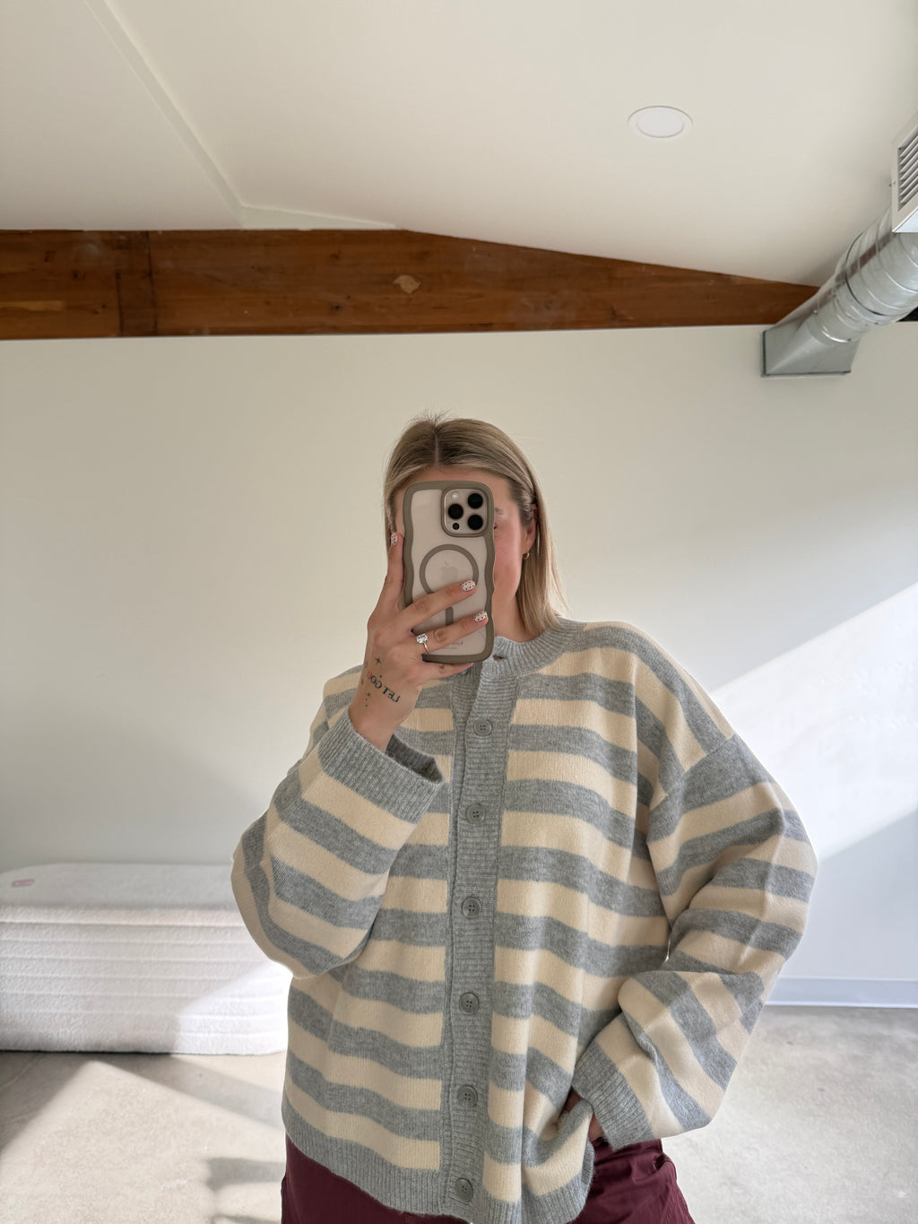 Striped Button Down Cardigan