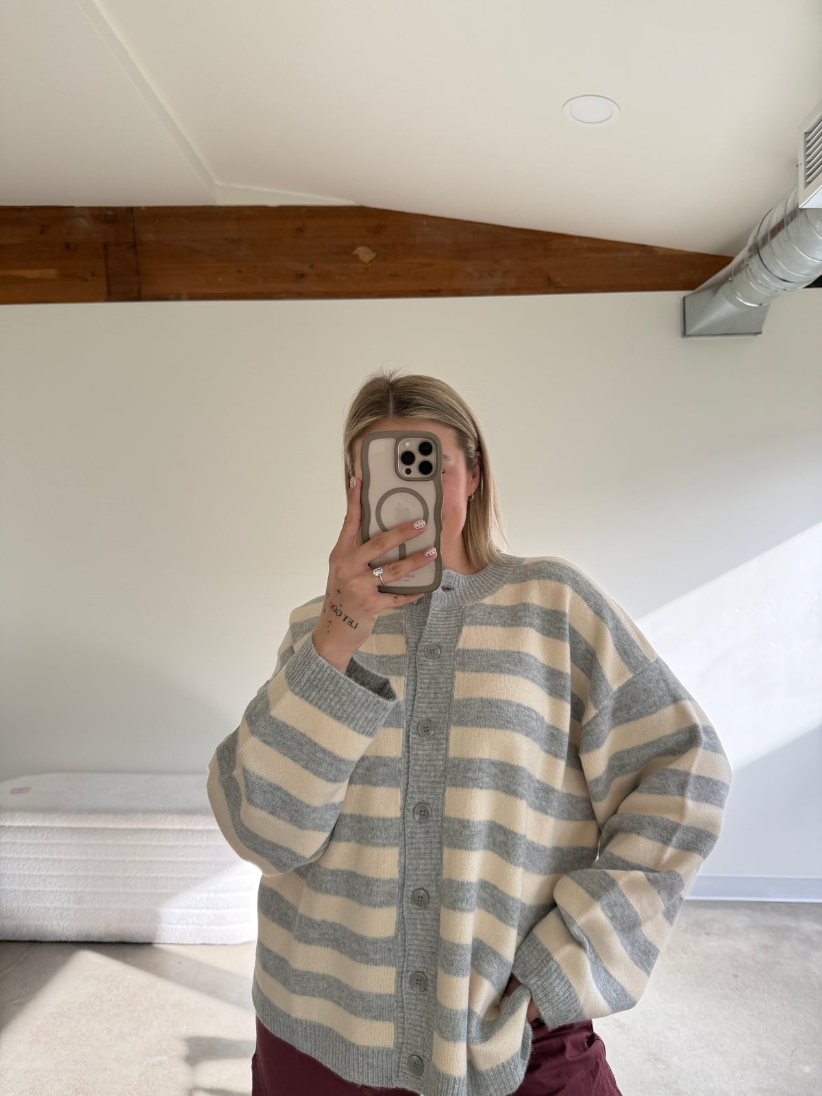Striped Button Down Cardigan