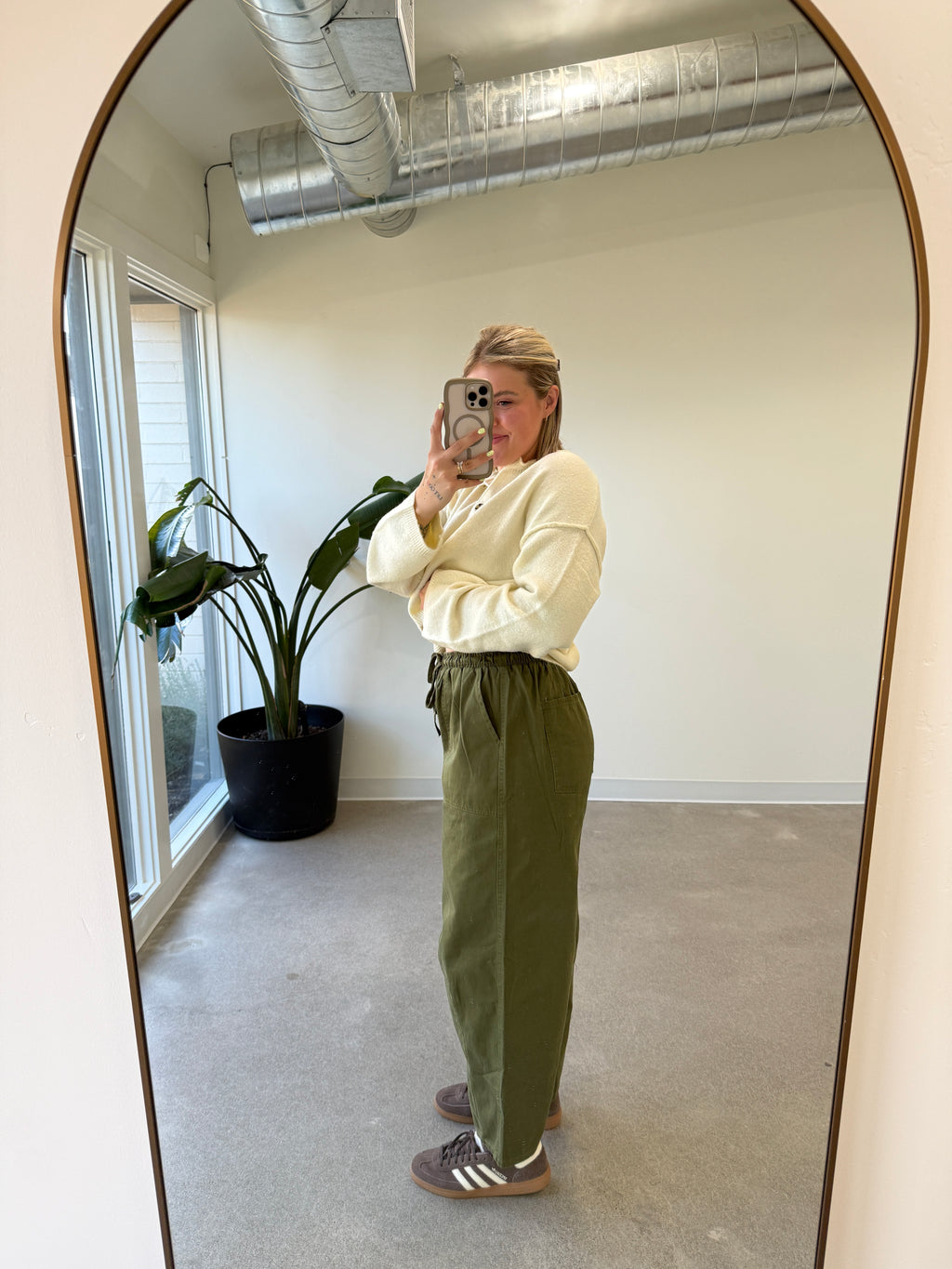 Olive Utility Barrel Pants
