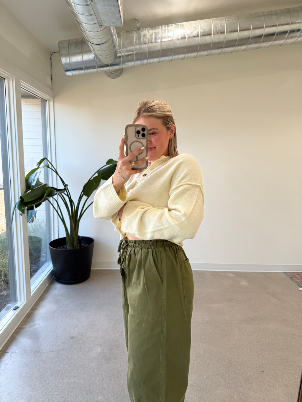 Olive Utility Barrel Pants