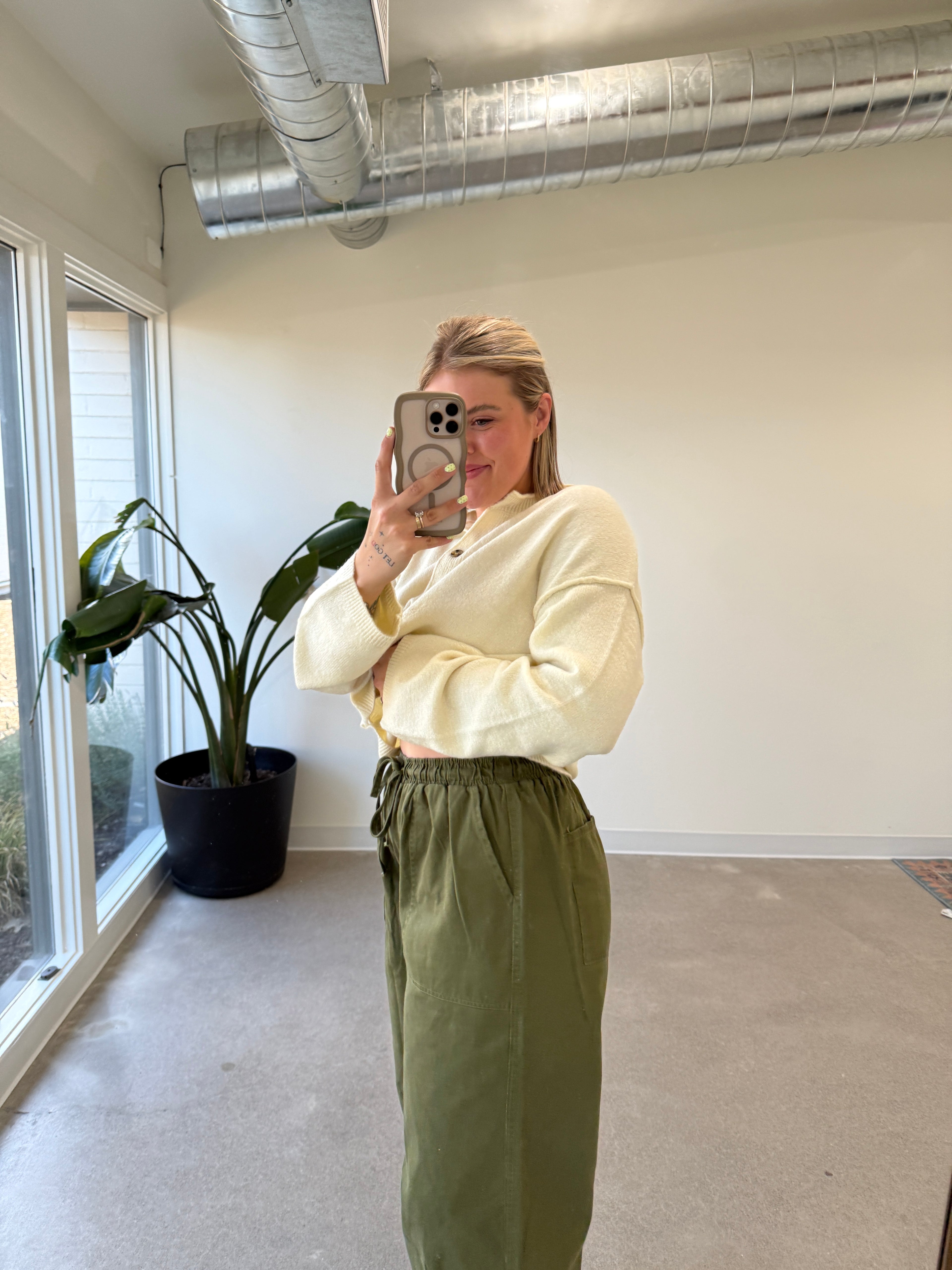 Olive Utility Barrel Pants