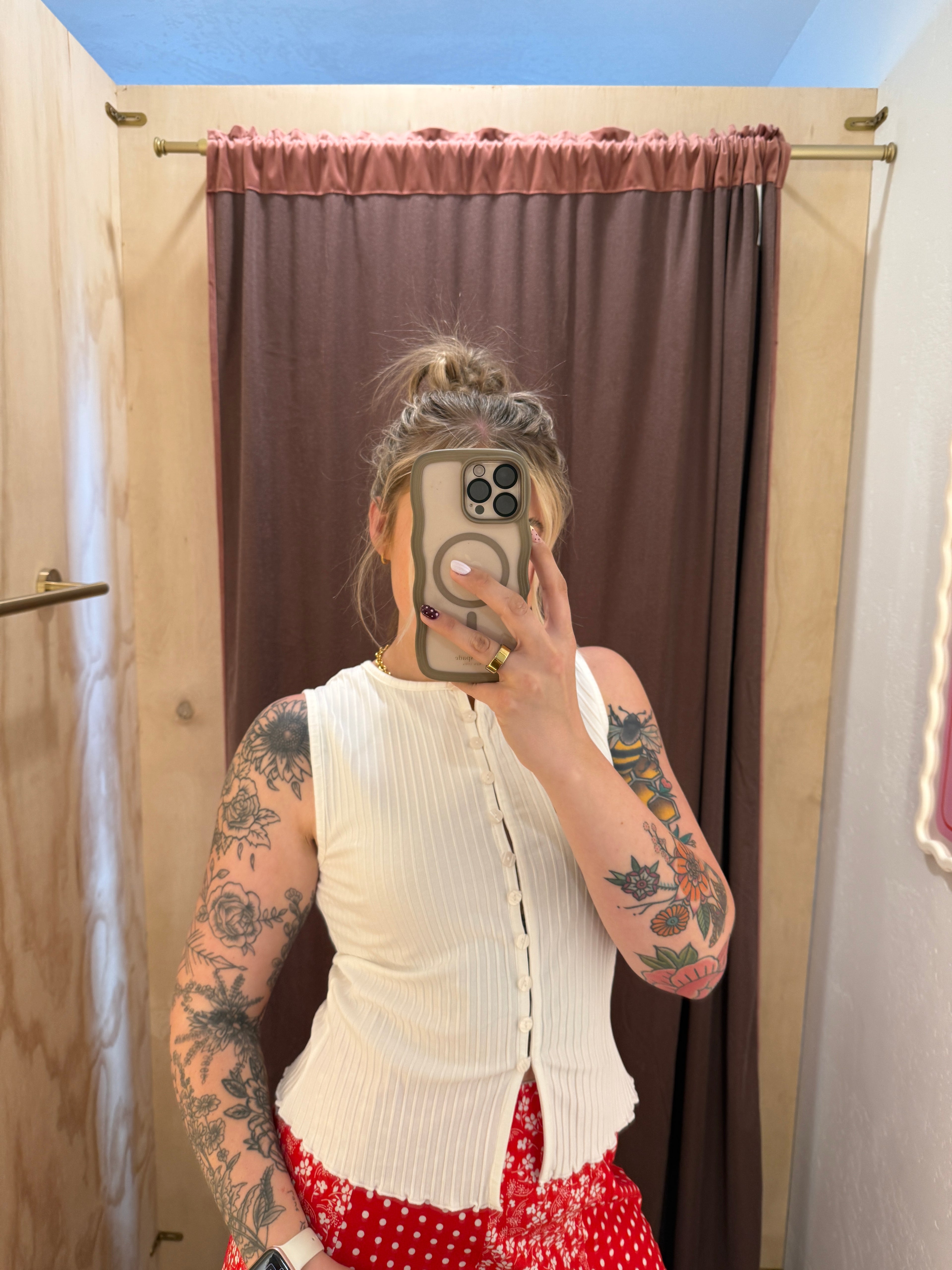 Ribbed Button Front Tank (multiple colors)