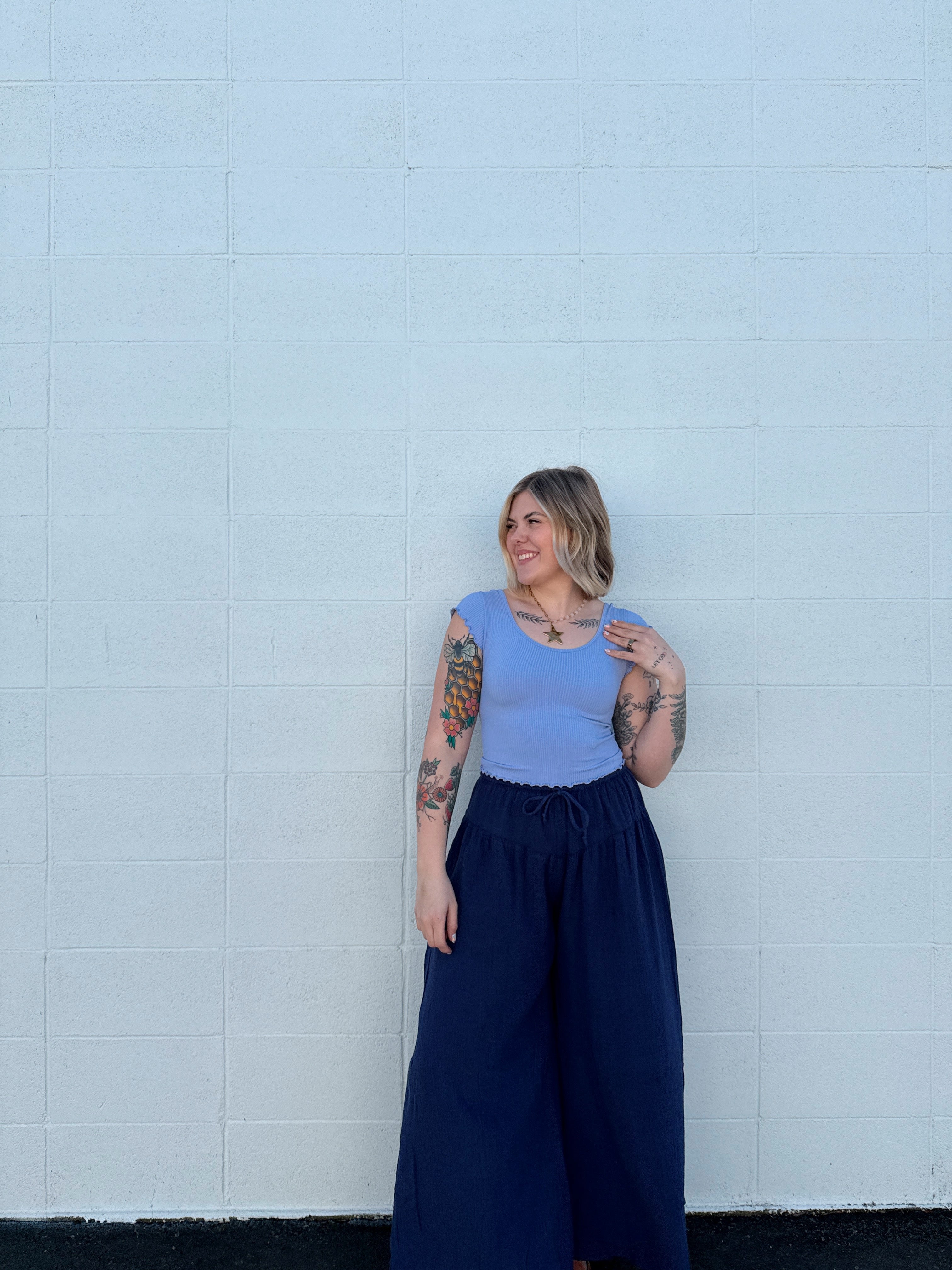 Errand Mode Wide Leg Gauze Pants