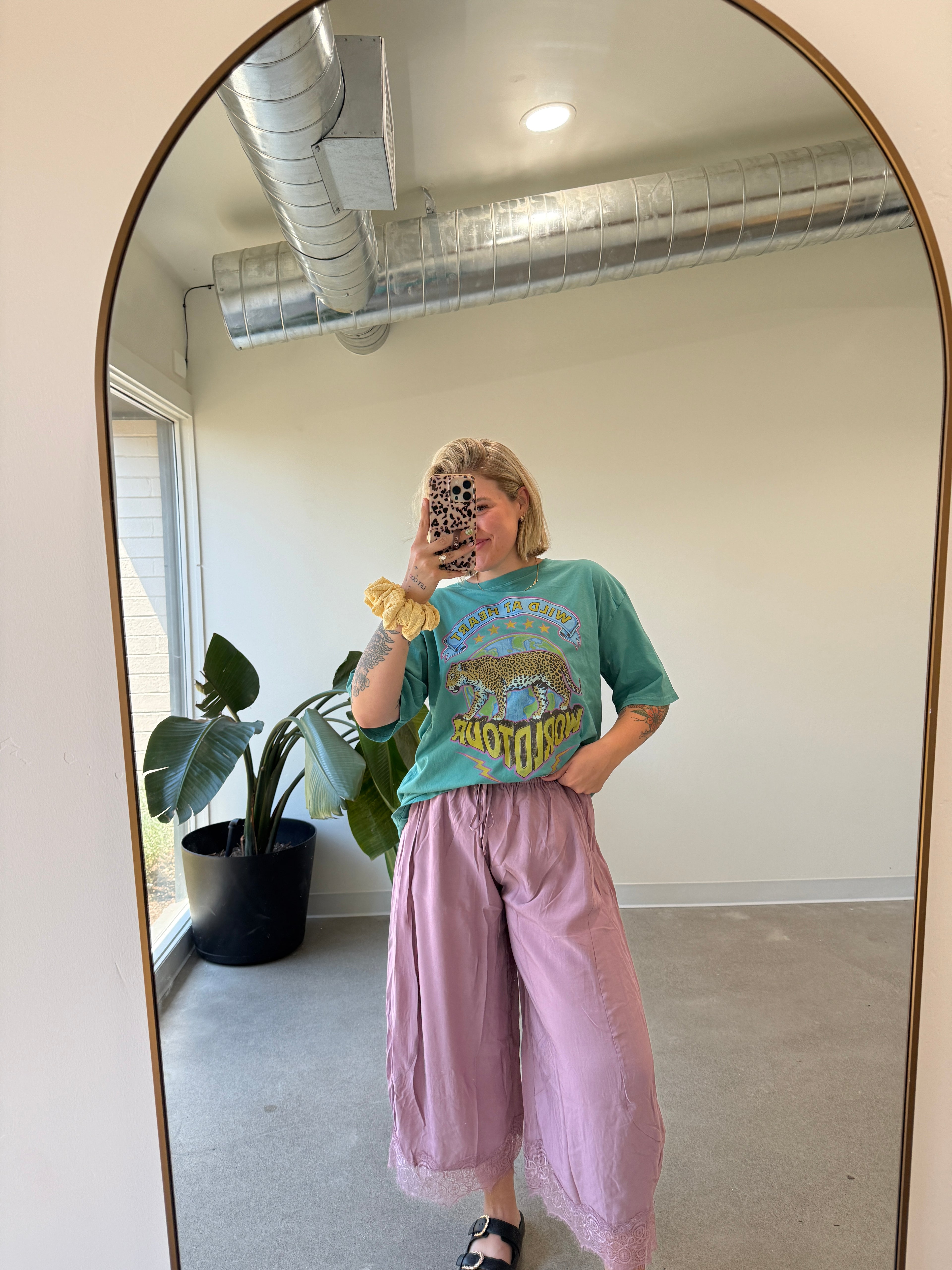 Crinkled Wide Leg Pants