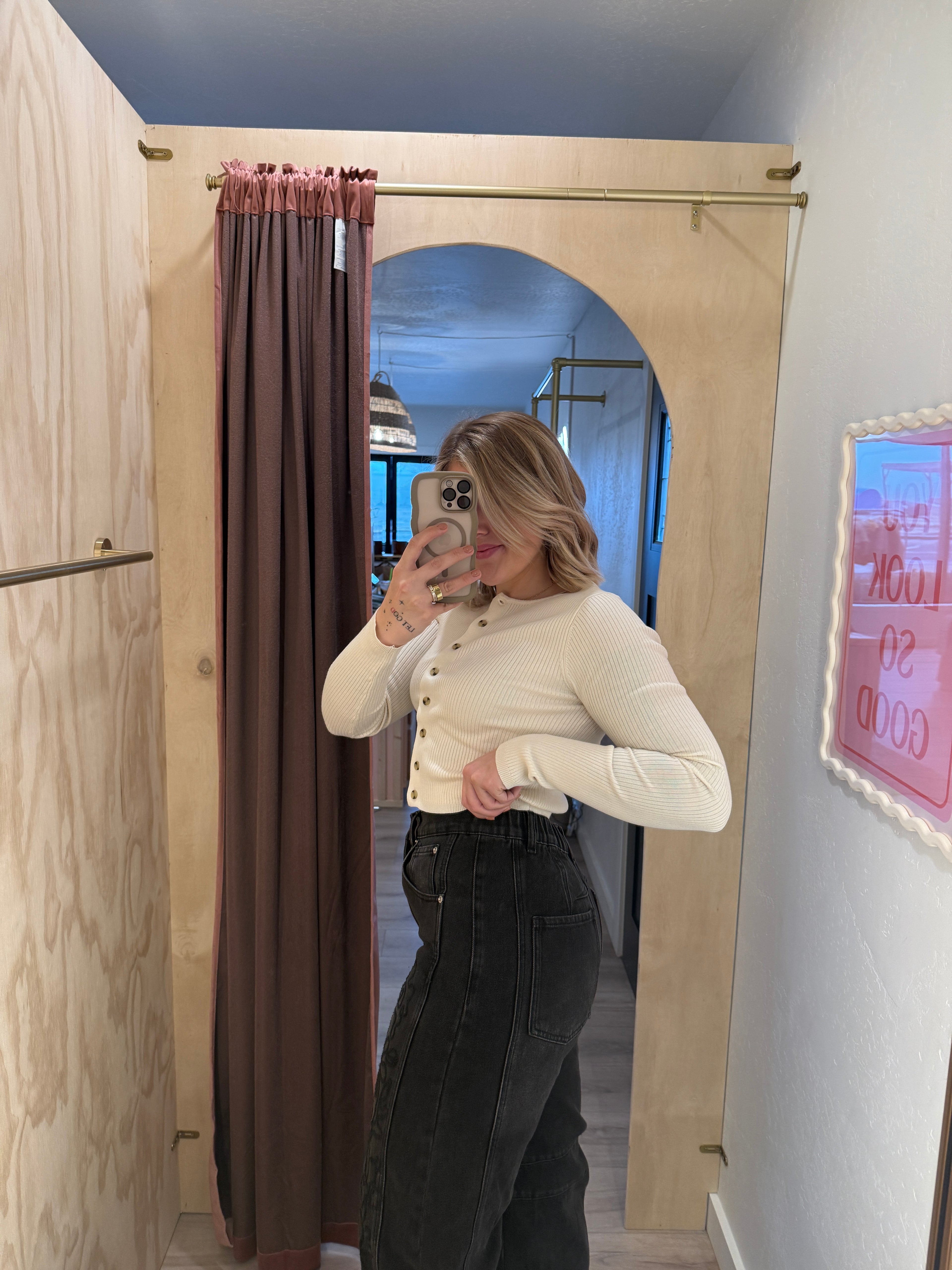 Embroidered Washed Black Barrel Jeans