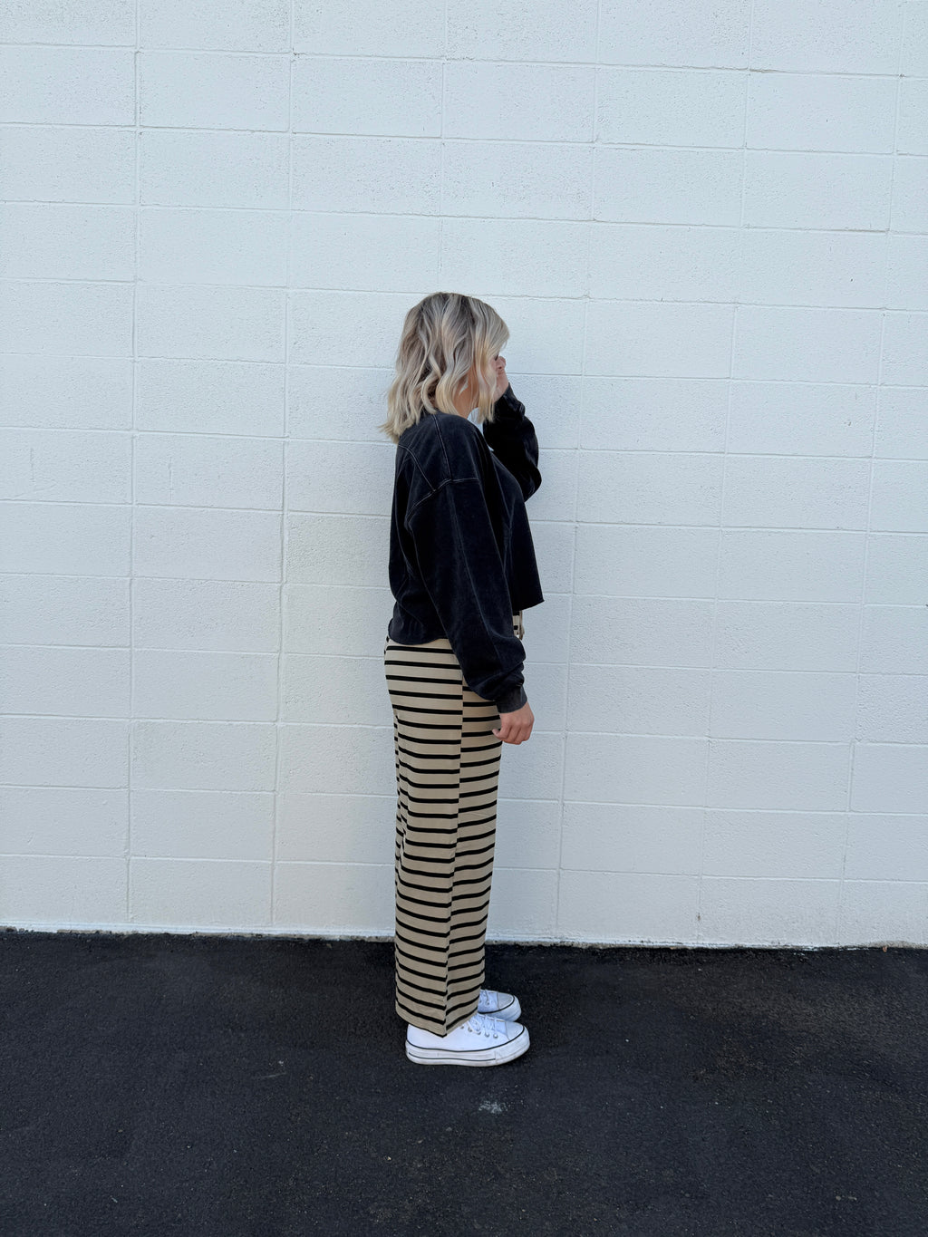 Striped Wide Leg Knit Pants