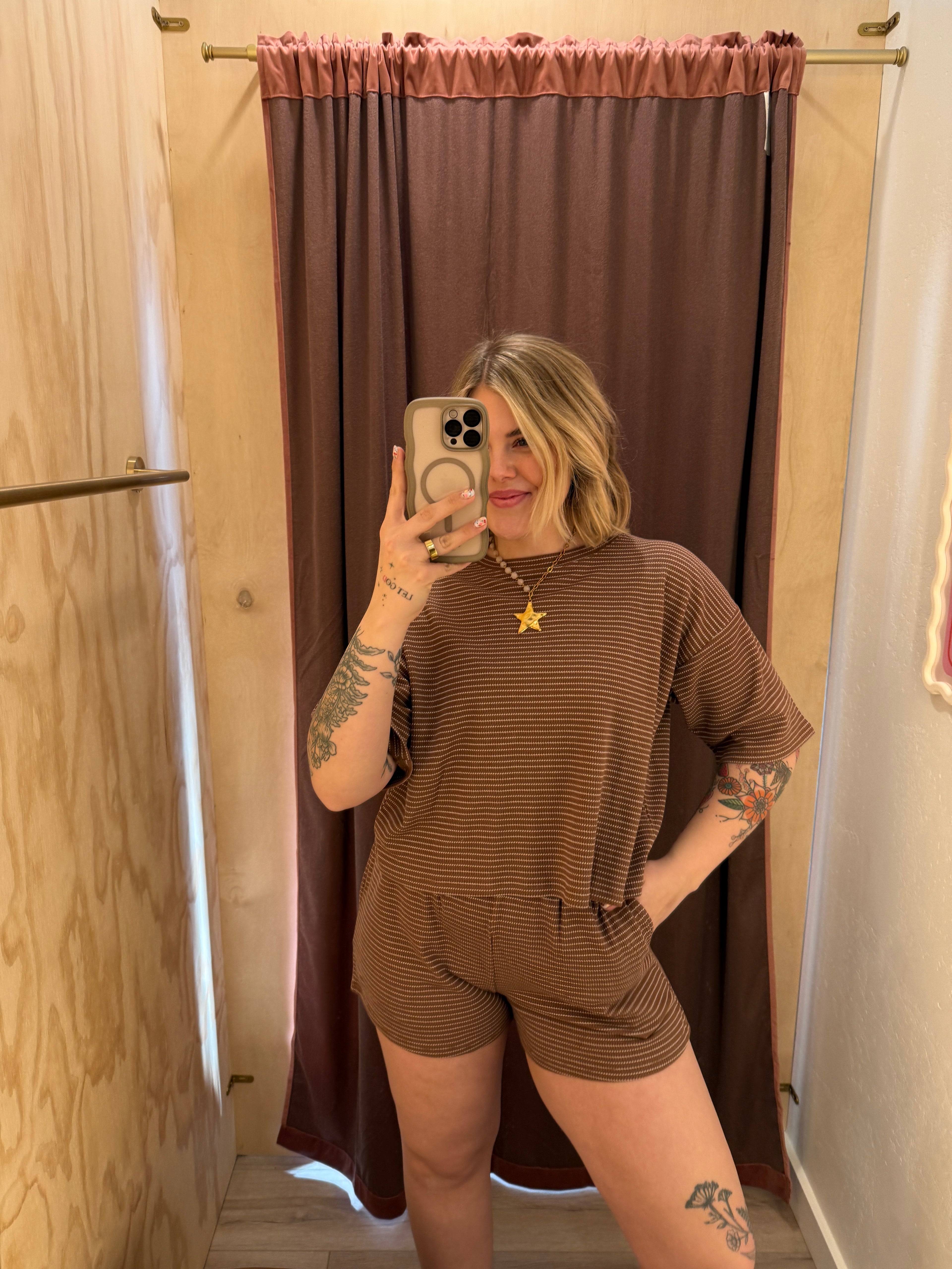 Striped Lounge Shorts & Top Set (multiple colors)