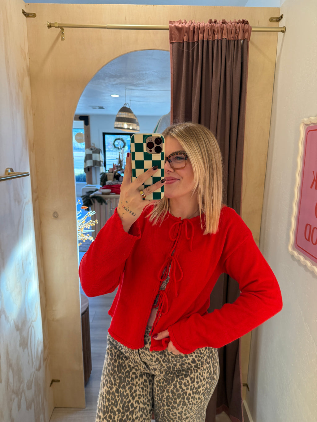 Christmas Bow Knit Cardigan