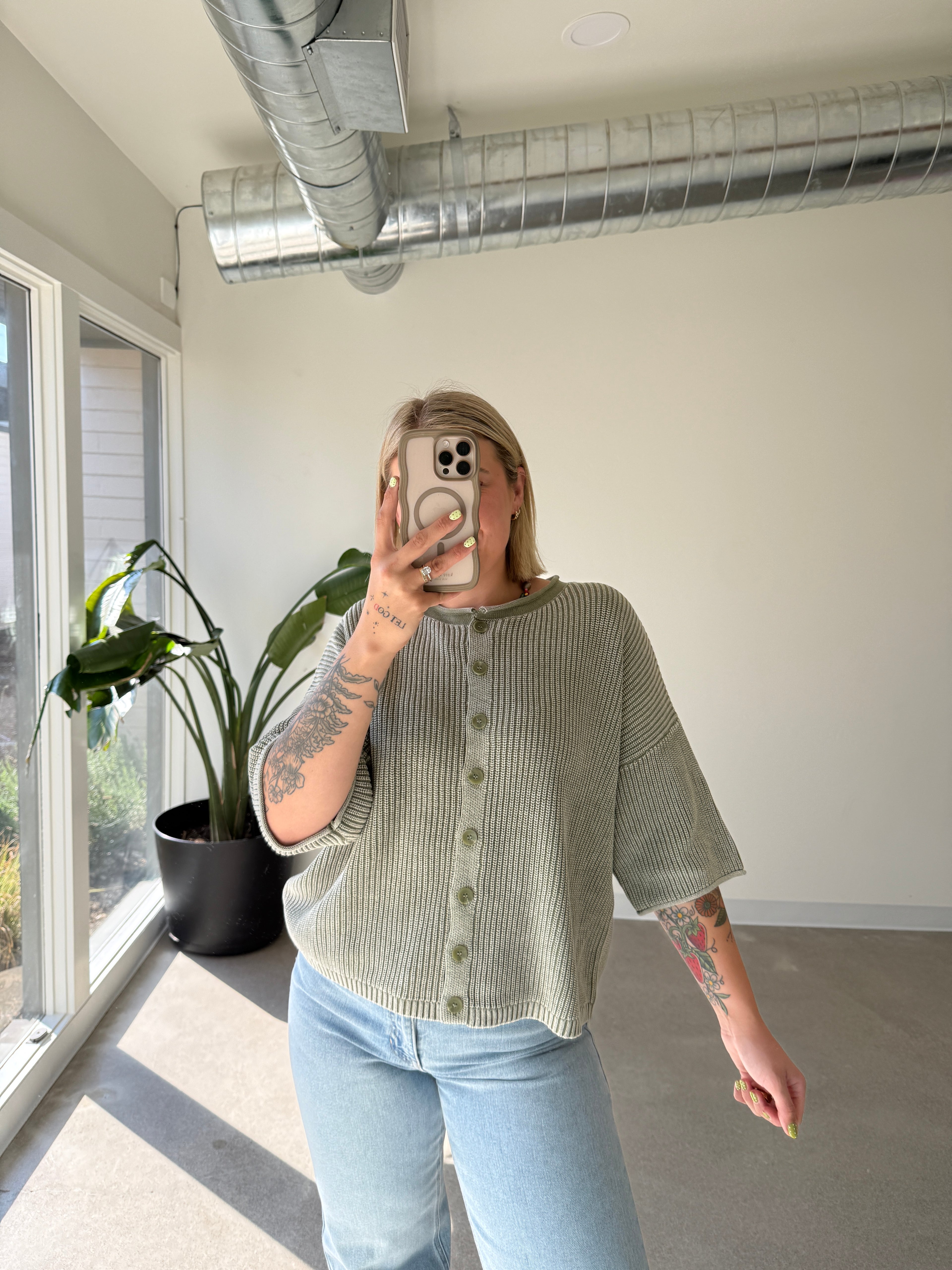 Mazie Washed Short Sleeve Cardigan (Multiple Colors)