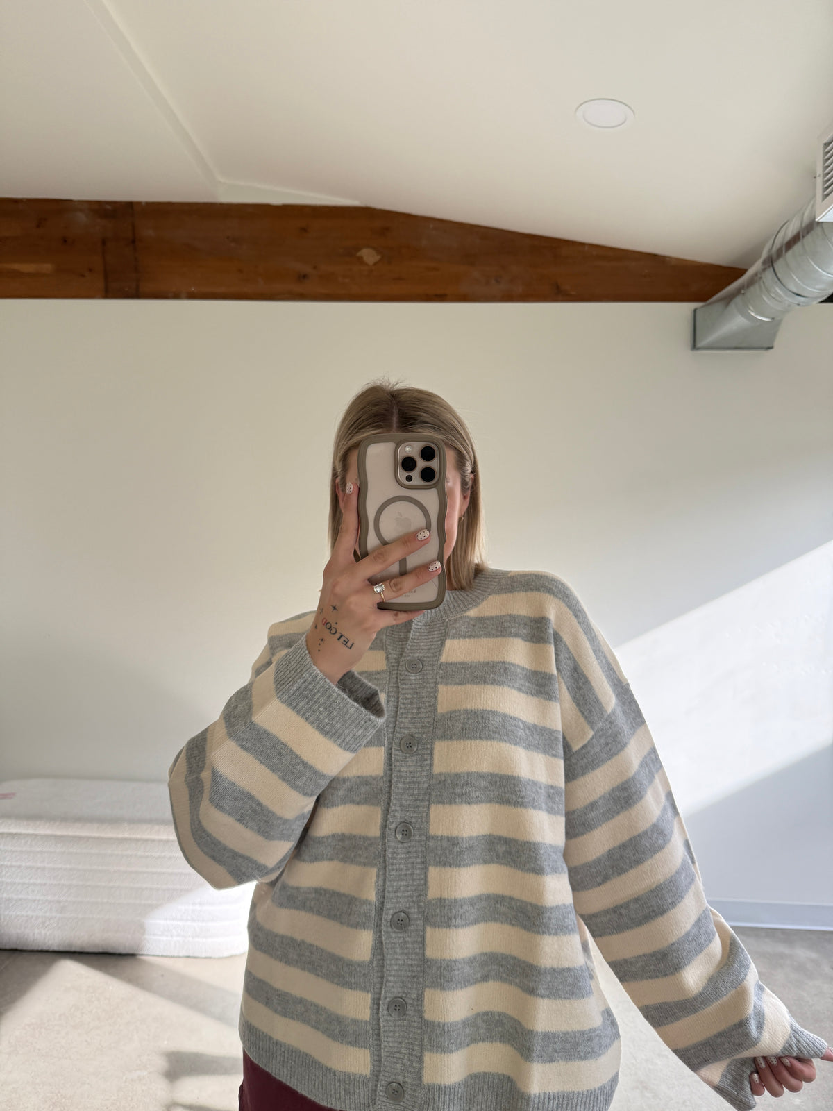 Striped Button Down Cardigan