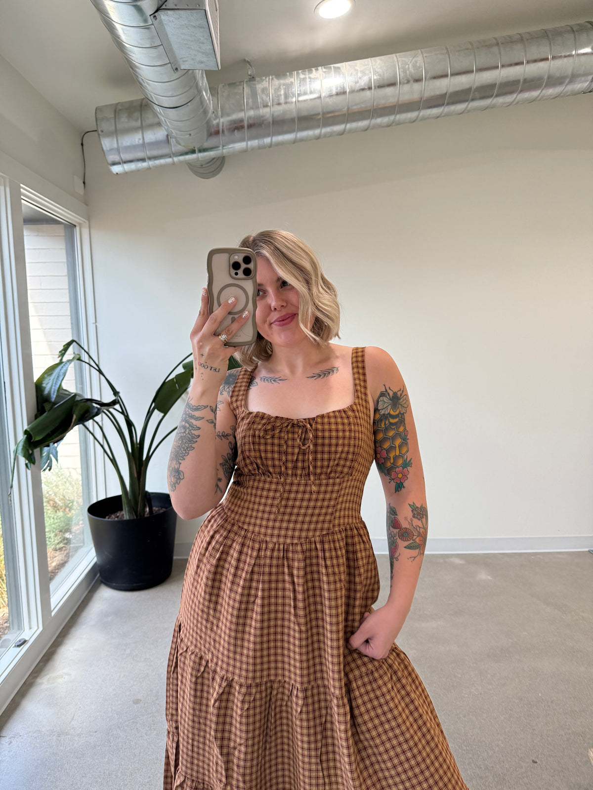 Harvest Plaid Midi Dress