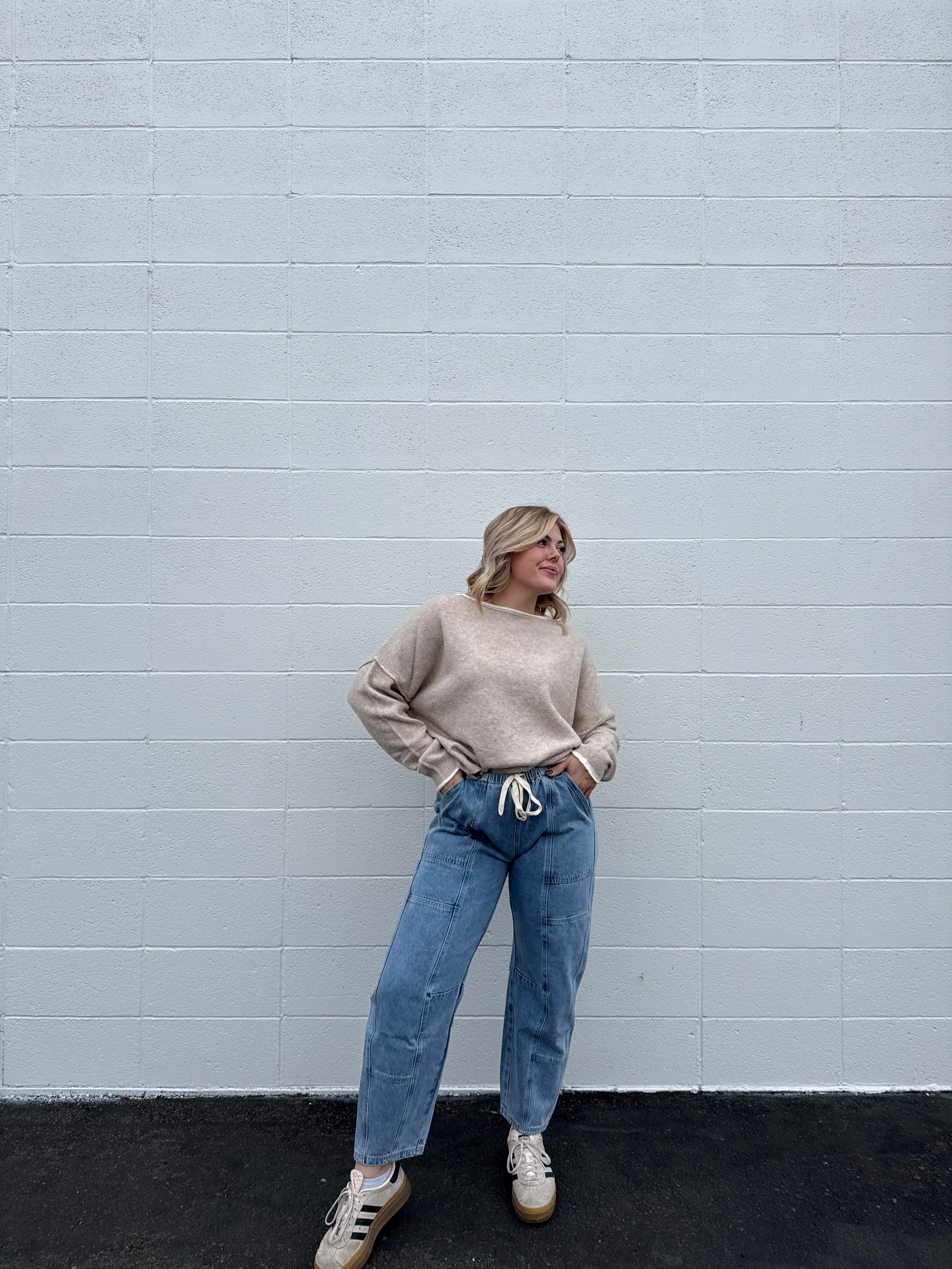 Panel Barrel Tie Jeans