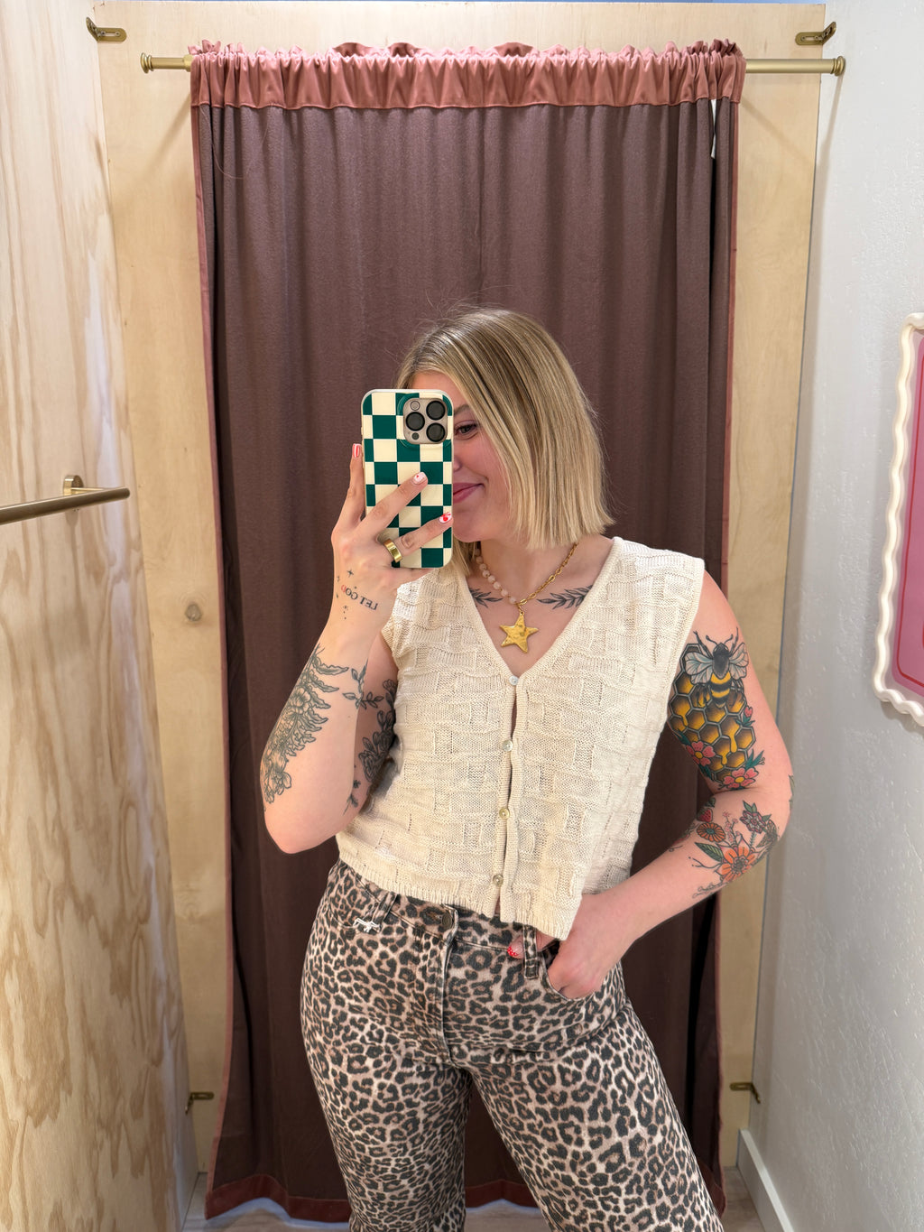 Soft Grid Sweater Vest