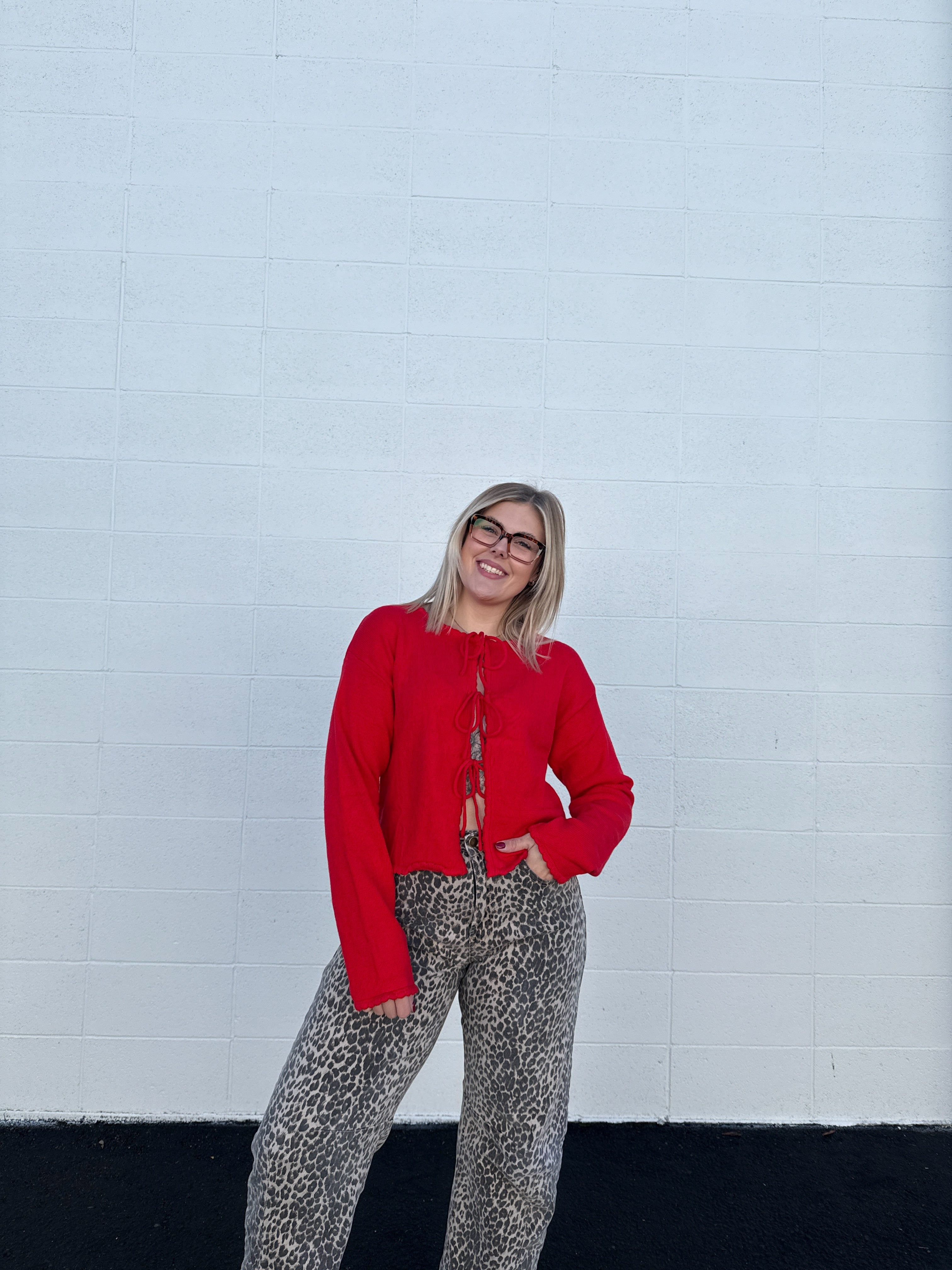 Christmas Bow Knit Cardigan