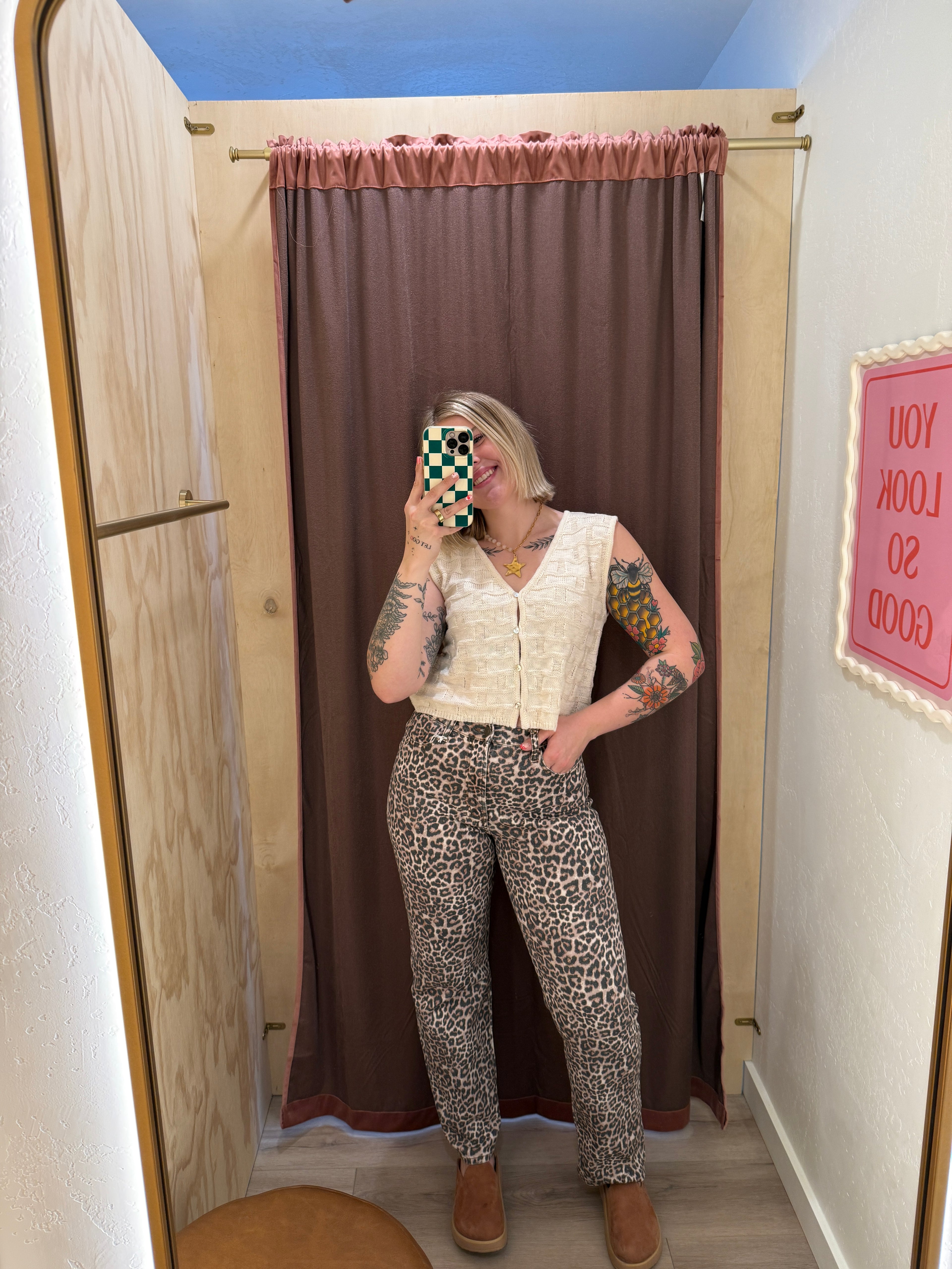 Super High Rise Leopard Dad Jeans