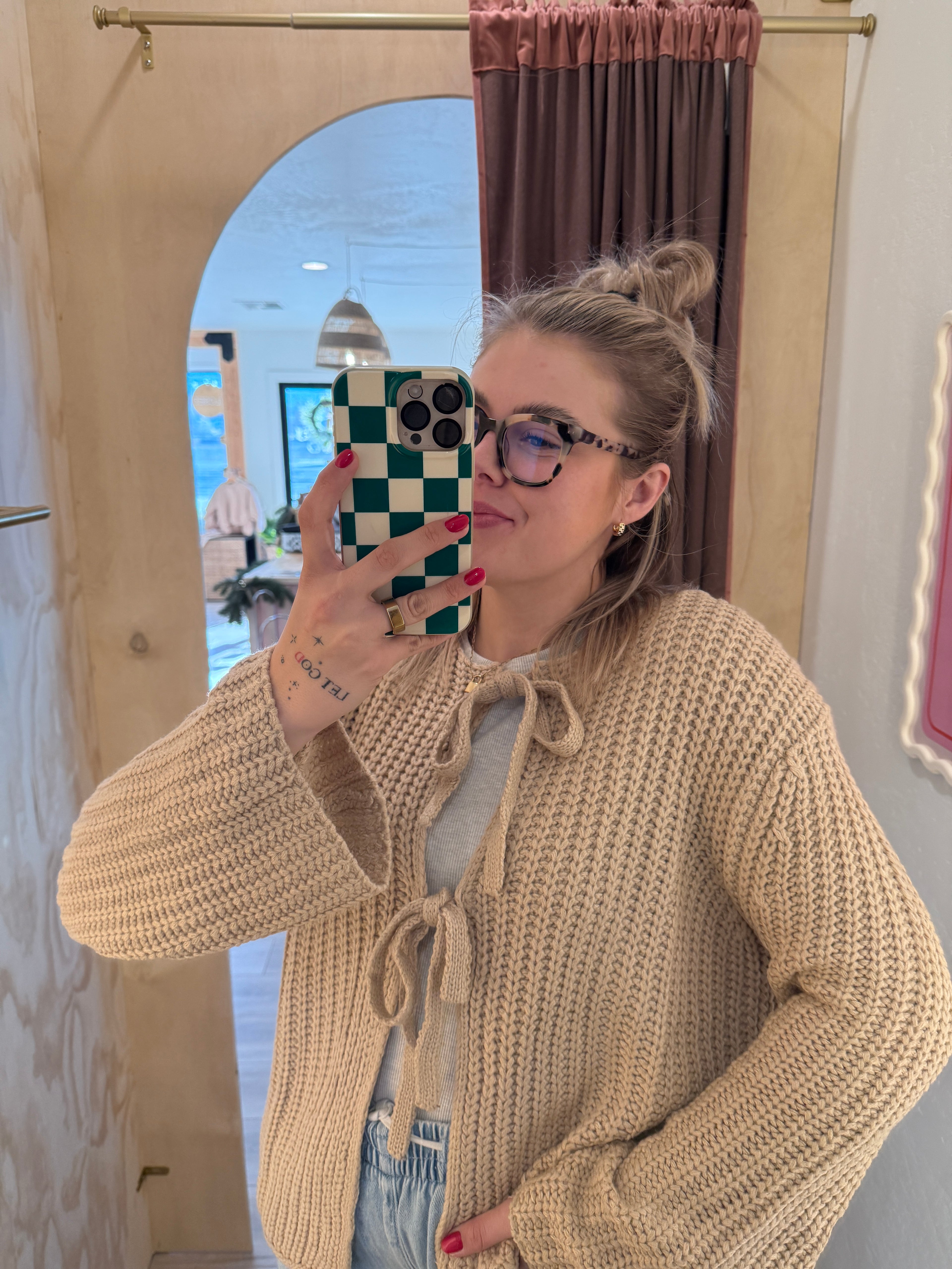 Bow Tie Knit Sweater Top