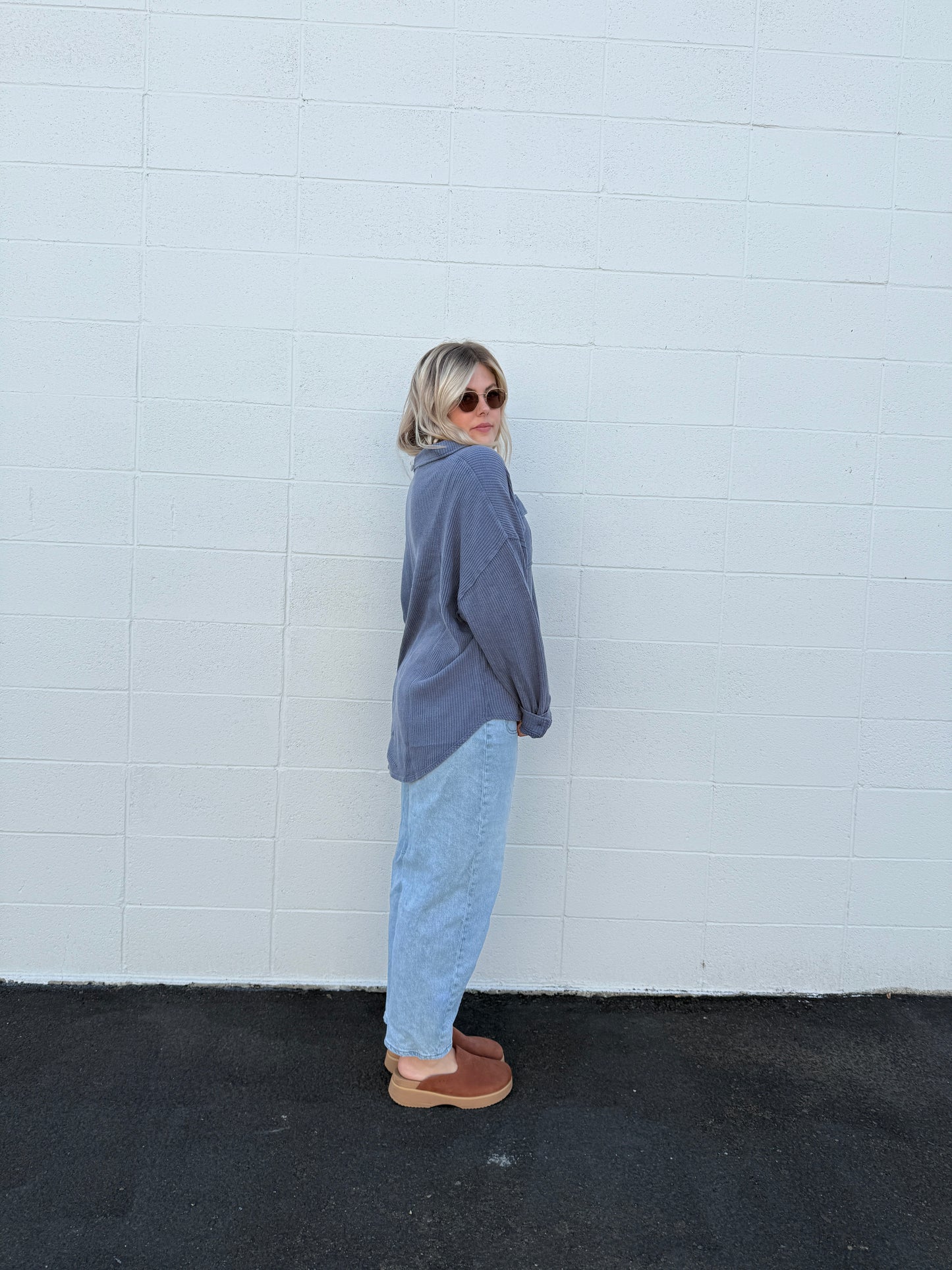 Button Down Long Sleeve Knit Top (multiple colors)