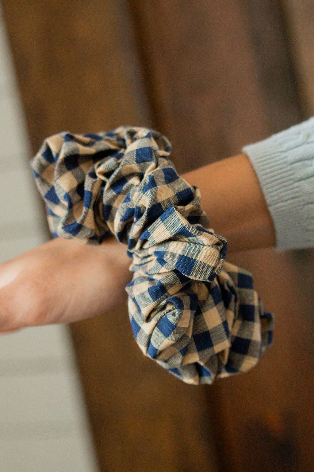 Navy Dreams Gingham Jumbo Scrunchie