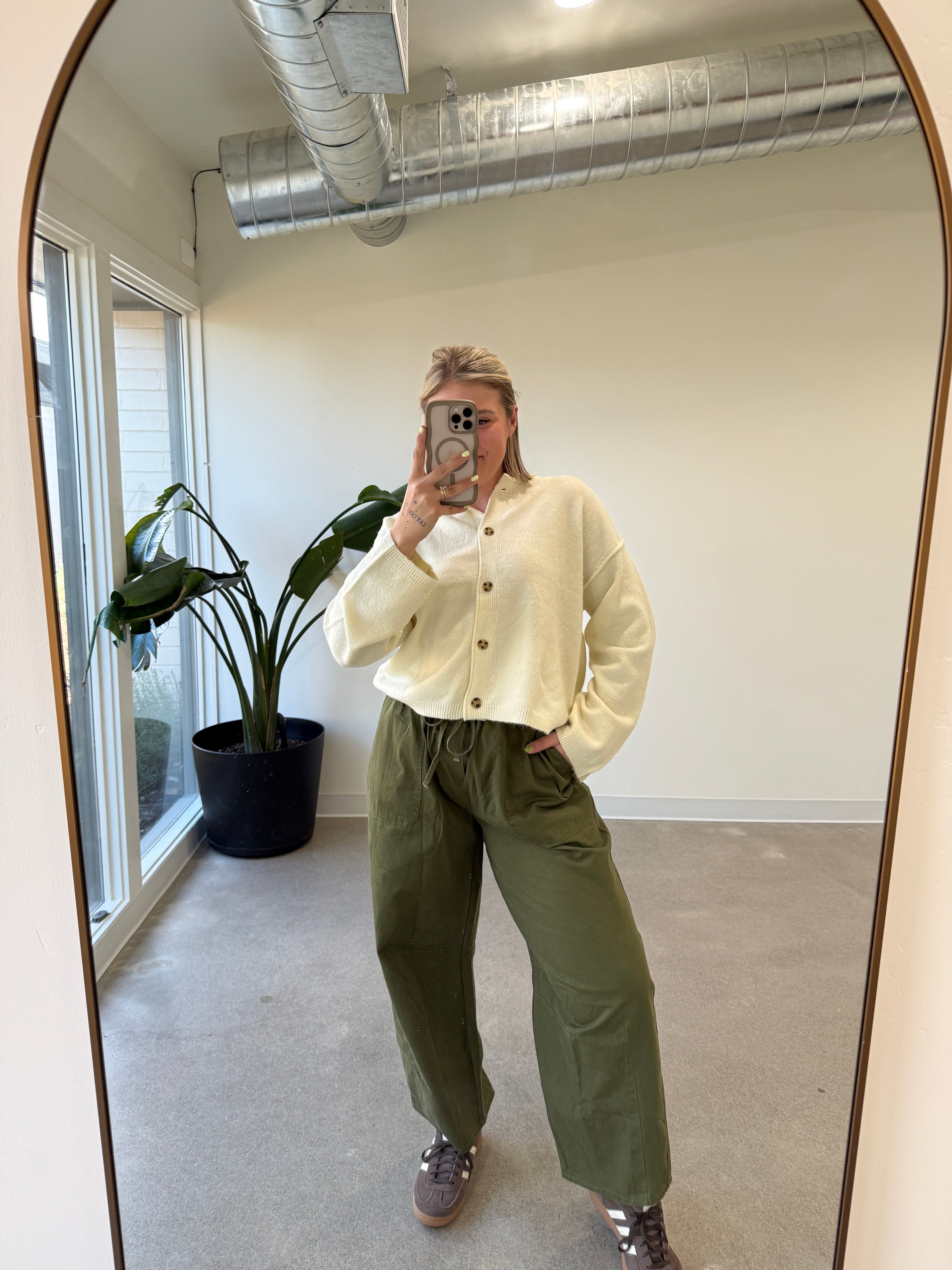 Olive Utility Barrel Pants