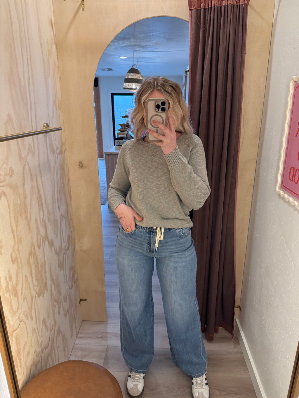 High Waisted Drawstring Wide Leg Jeans *RESTOCK*