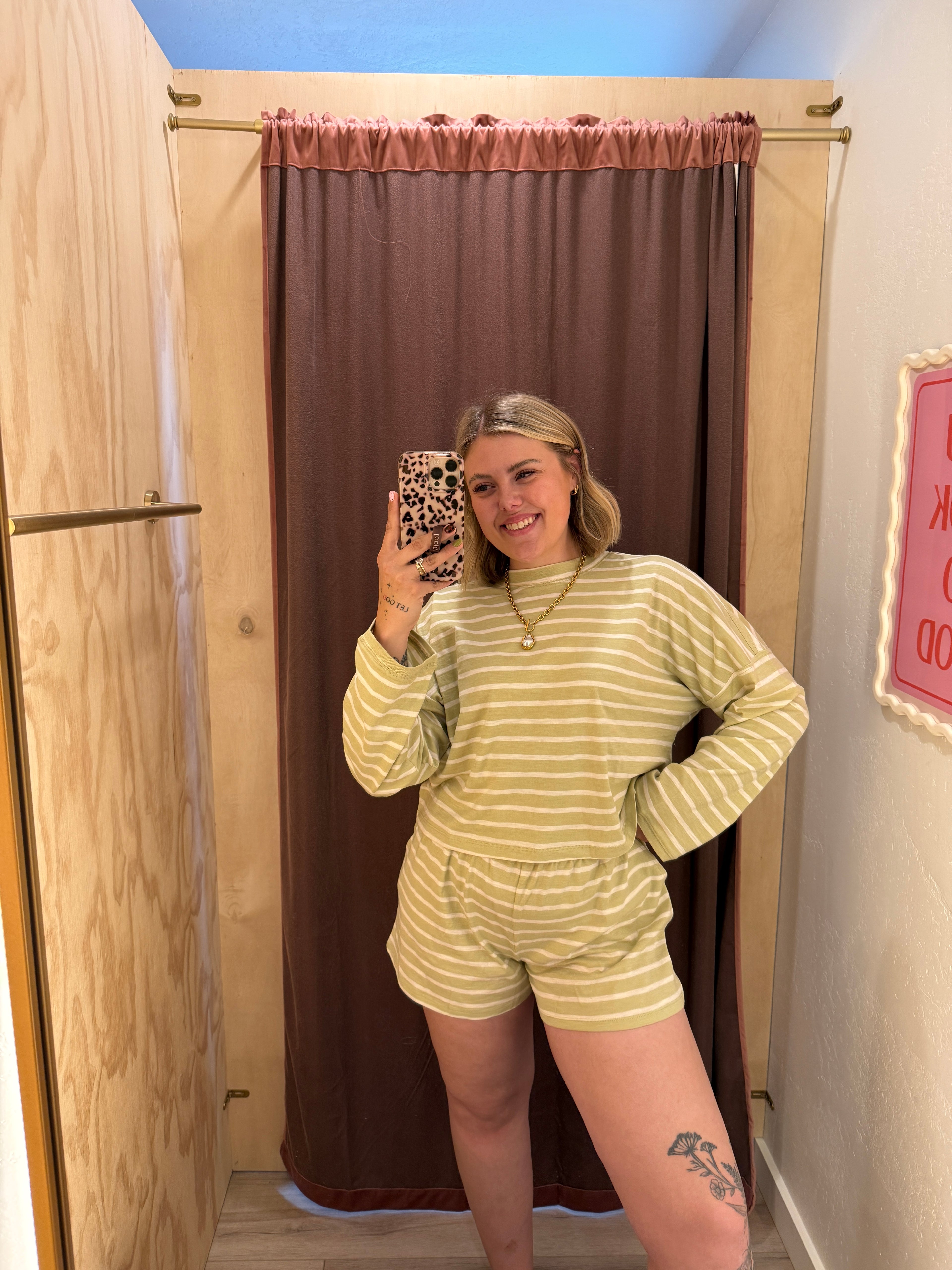 Matcha Mornings Striped Shorts