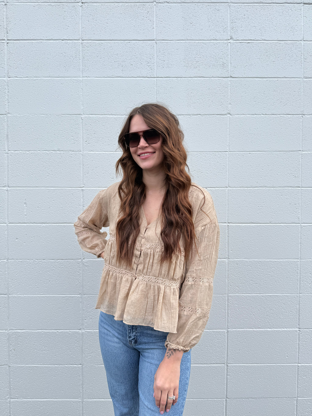 All is Calm V Neck Blouse