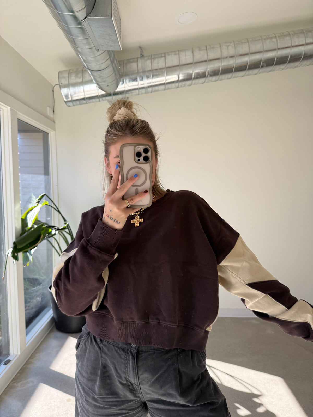 Vintage Color Block Sweatshirt