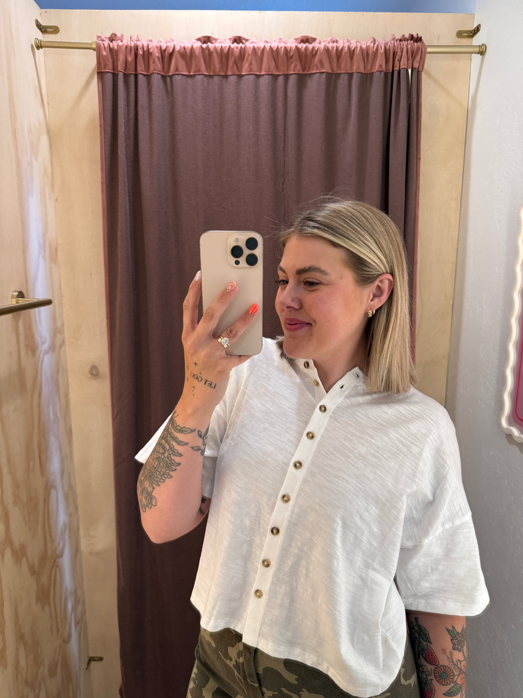 Call Me Beep Me Button Down Tee