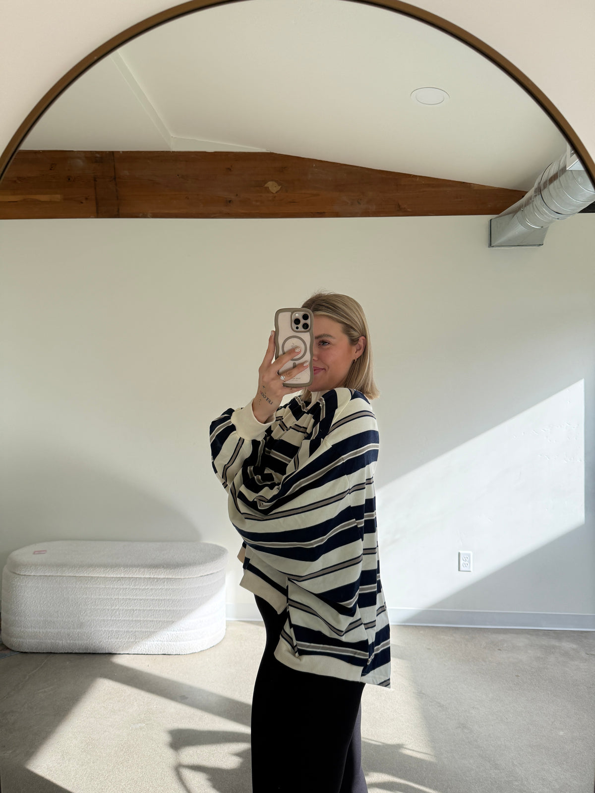Striped Oversized Mockneck Top
