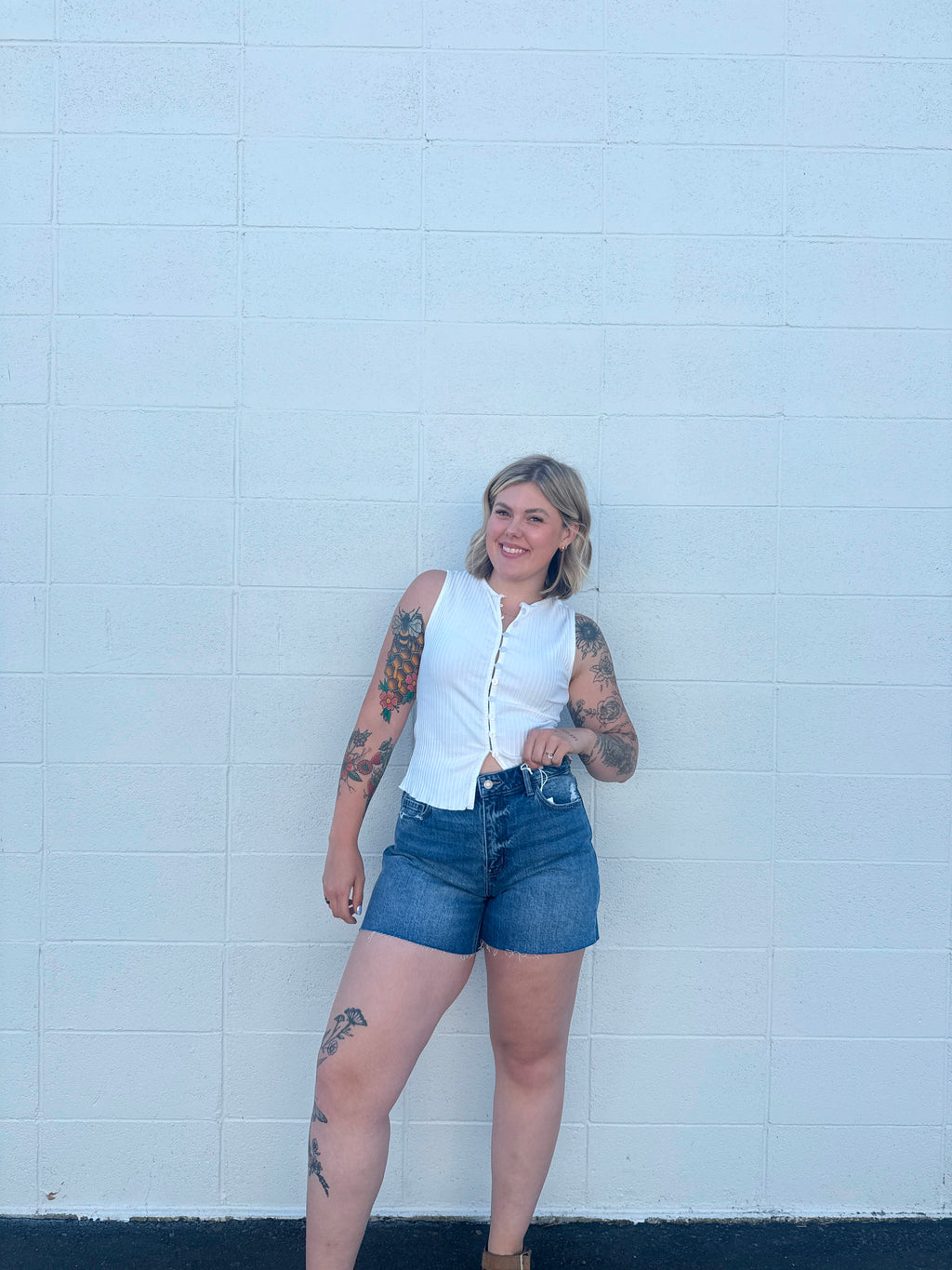 High Rise Dark Wash Denim Shorts