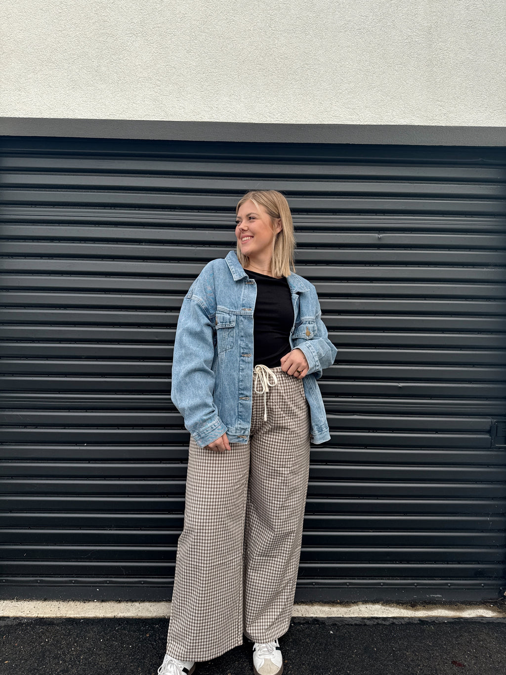 Brown Plaid Cotton Pants