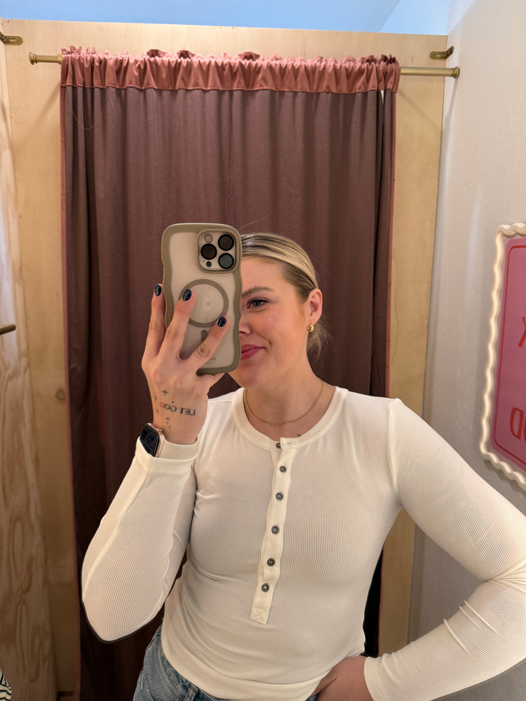 Ribbed Half Button Henley Long Sleeve