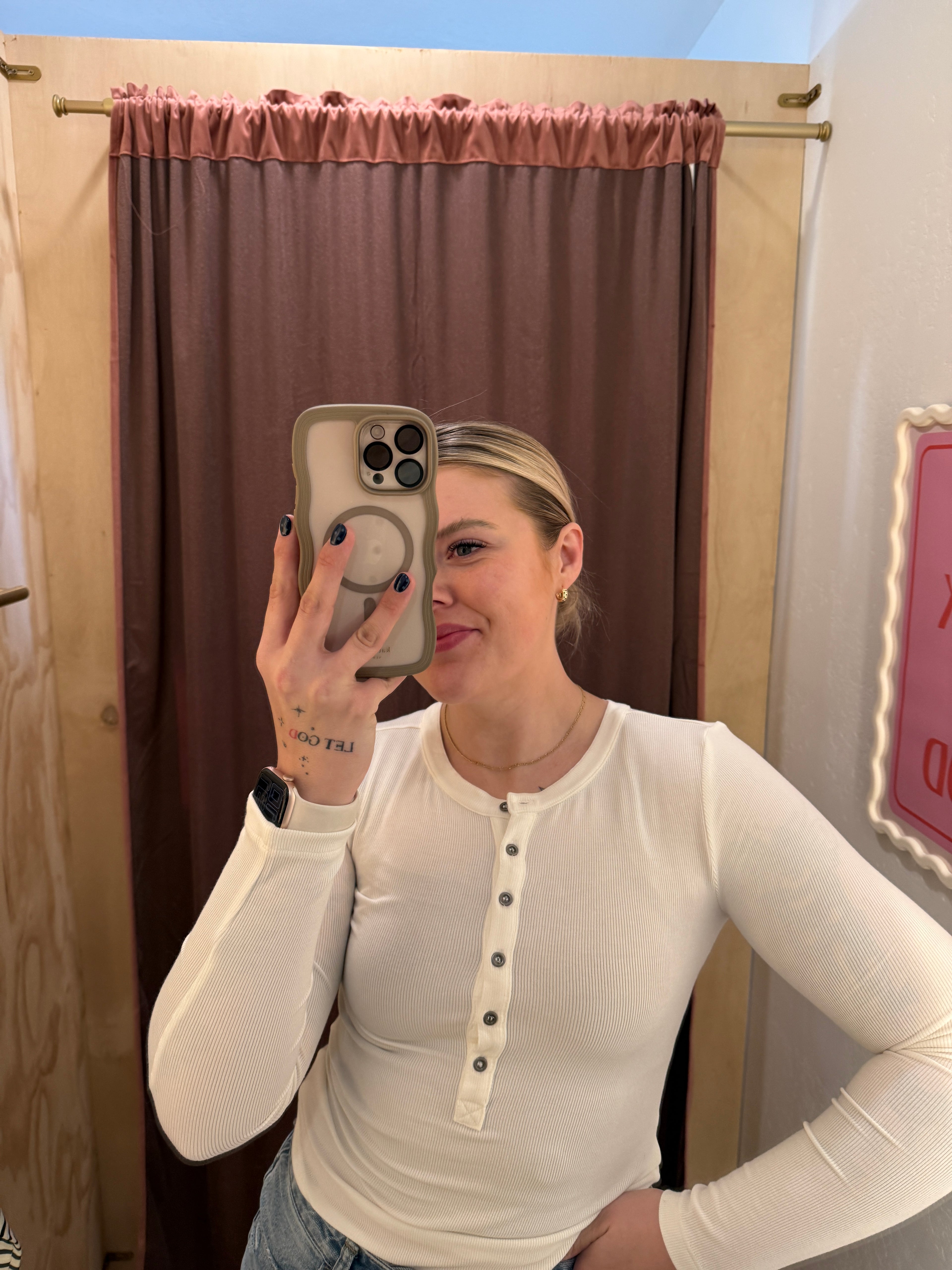 Ribbed Half Button Henley Long Sleeve