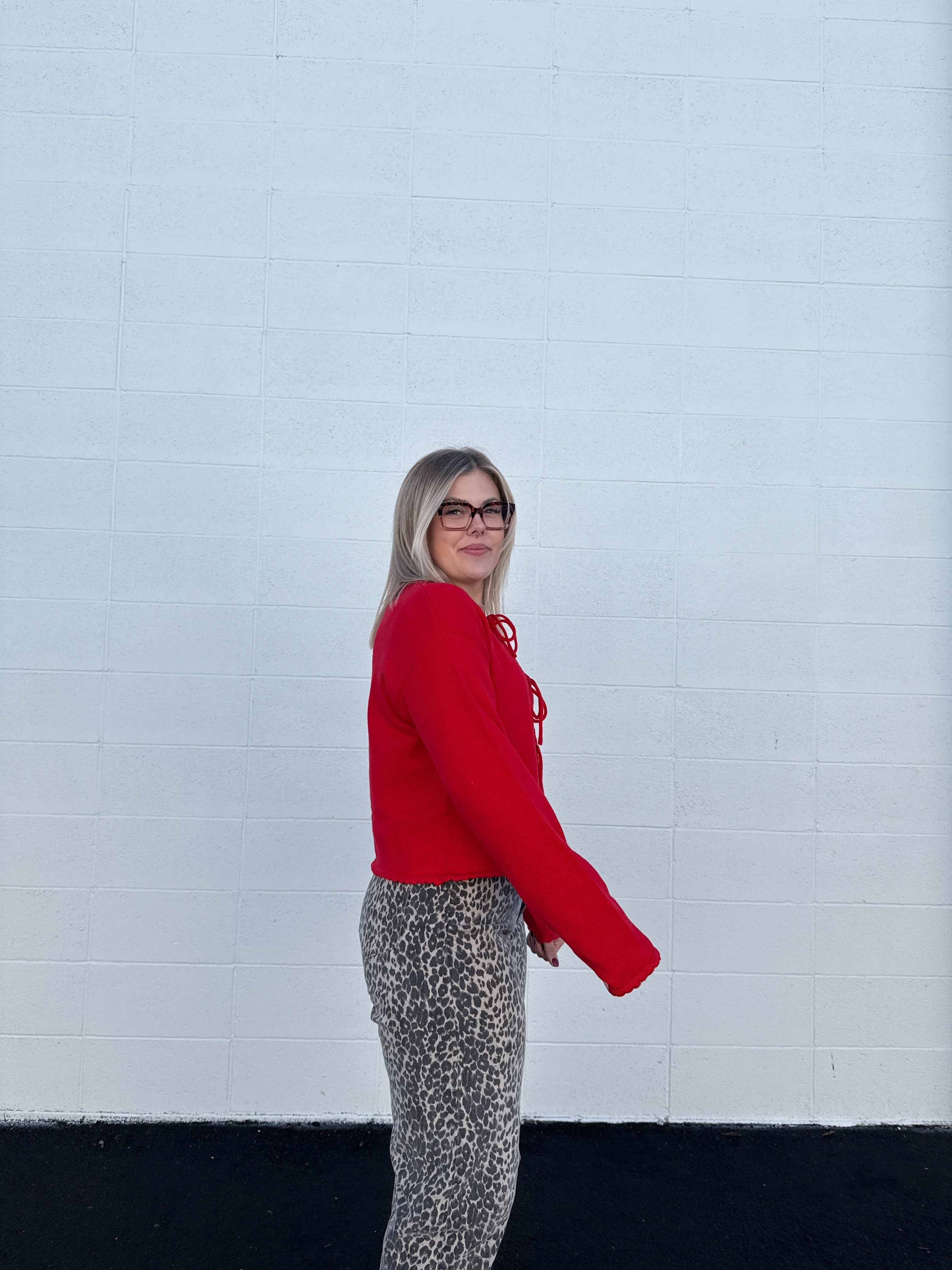 Christmas Bow Knit Cardigan