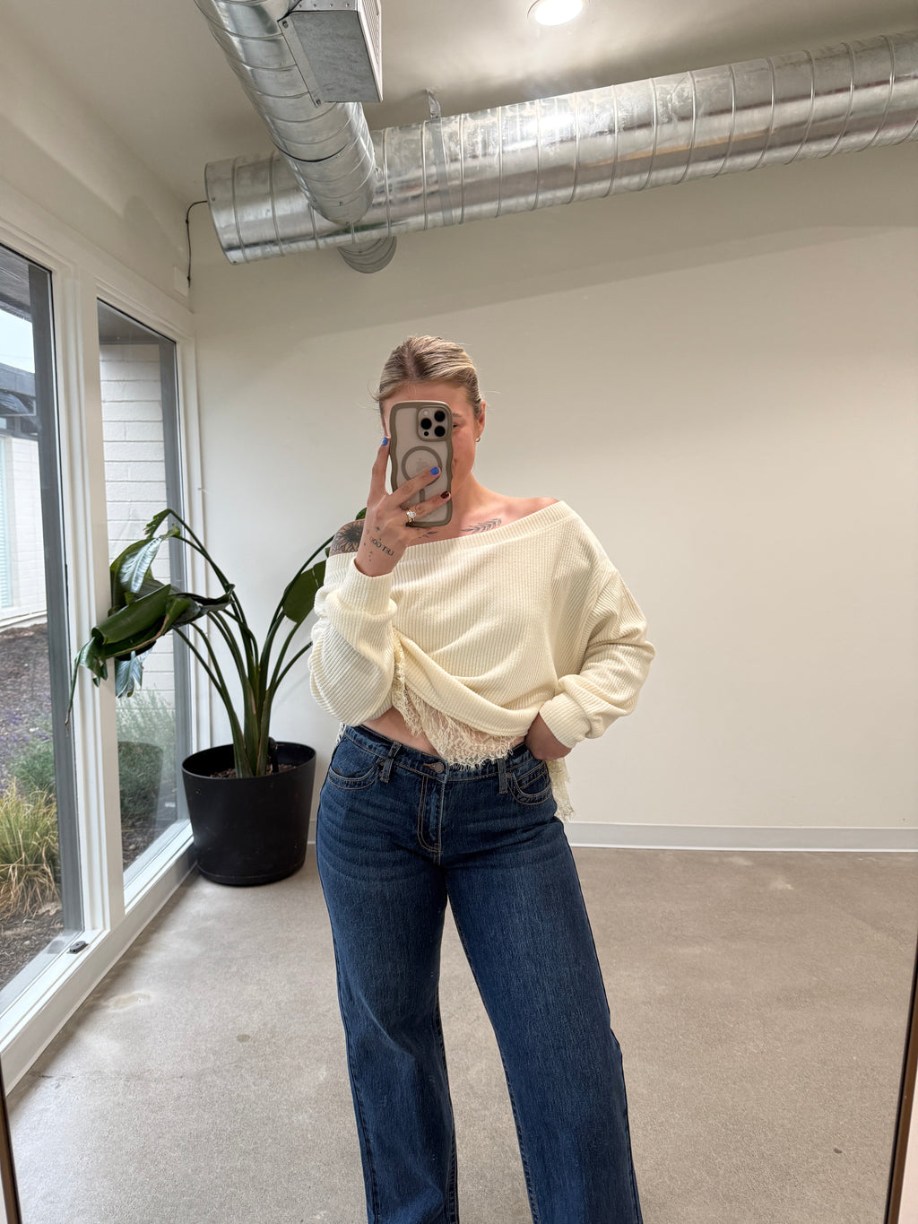 Low Rise Dark Wash Straight Leg