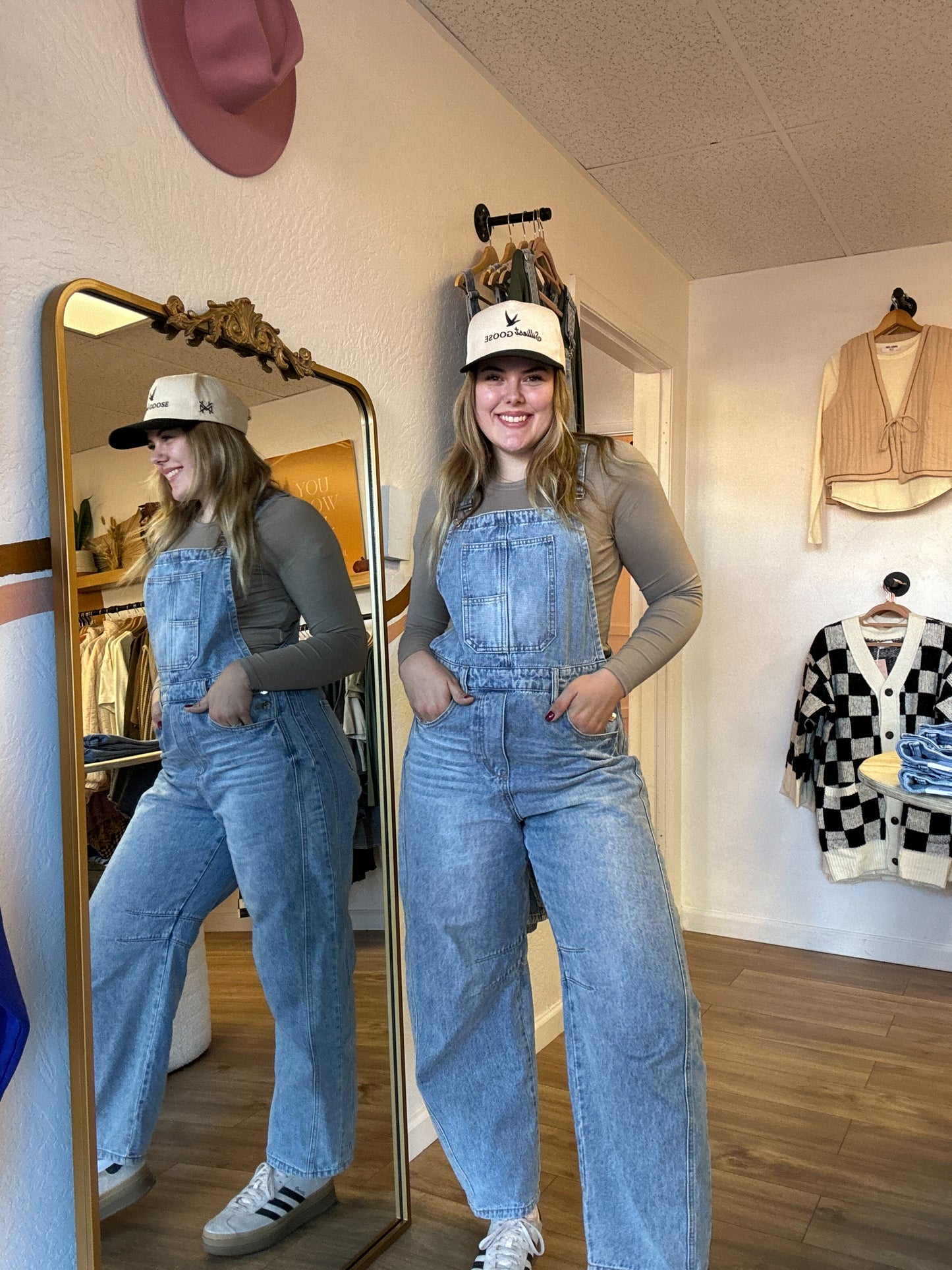 Light Wash Barrel Denim Overalls