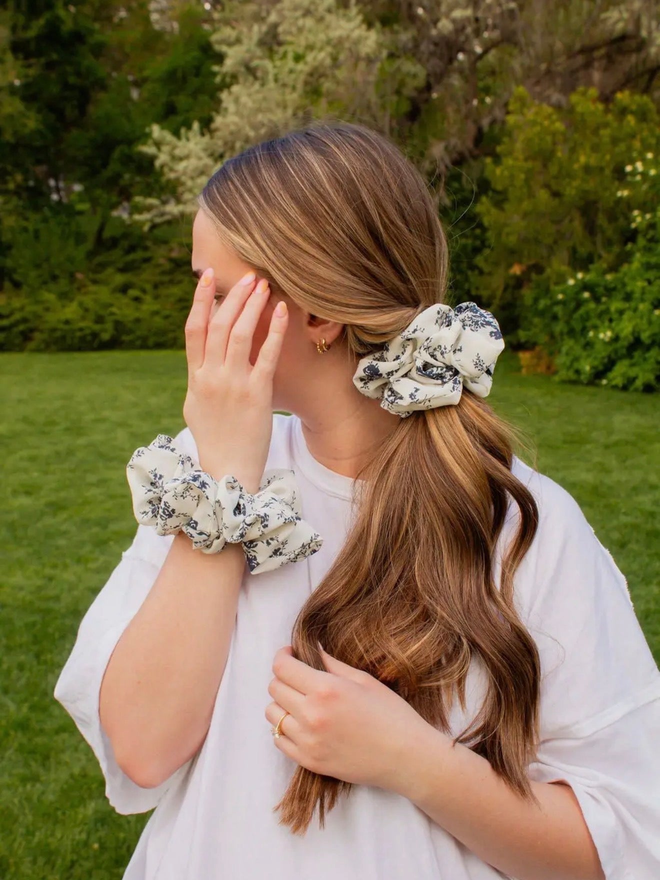 Botanical Blue Jumbo Scrunchie