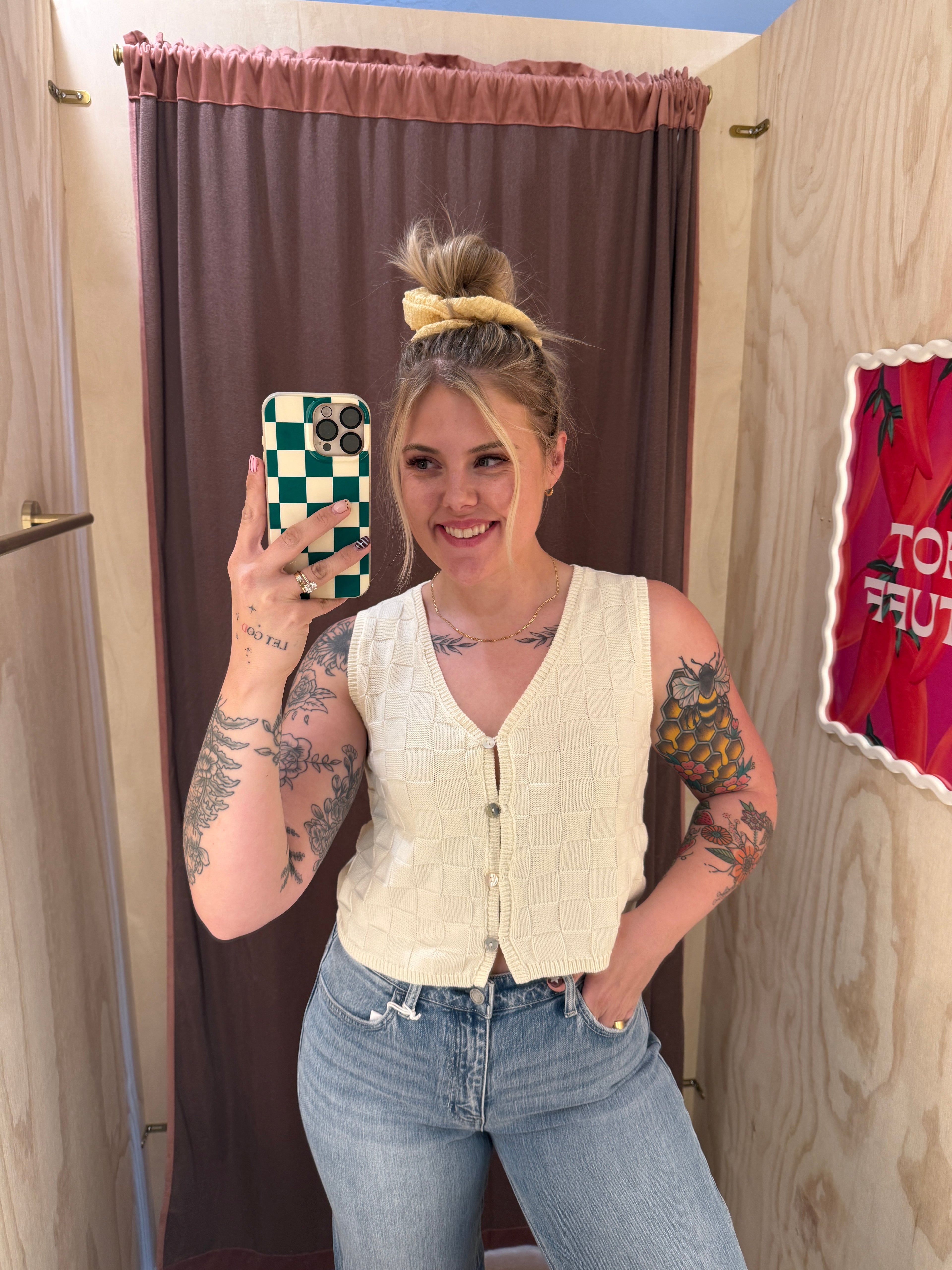 The Checkmate Knit Vest (whipped cream)