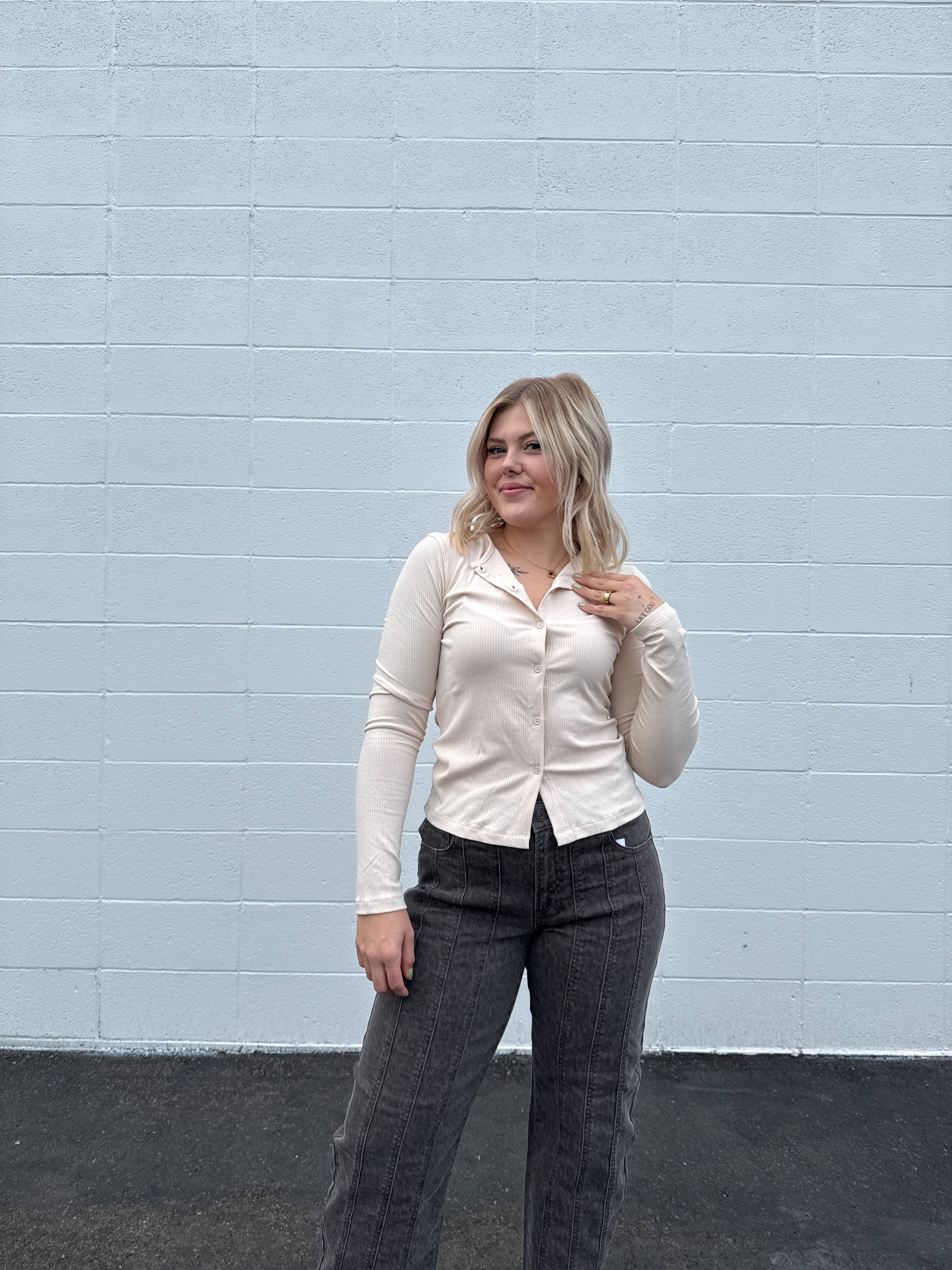 Button Up Long Sleeve Top (multiple colors)