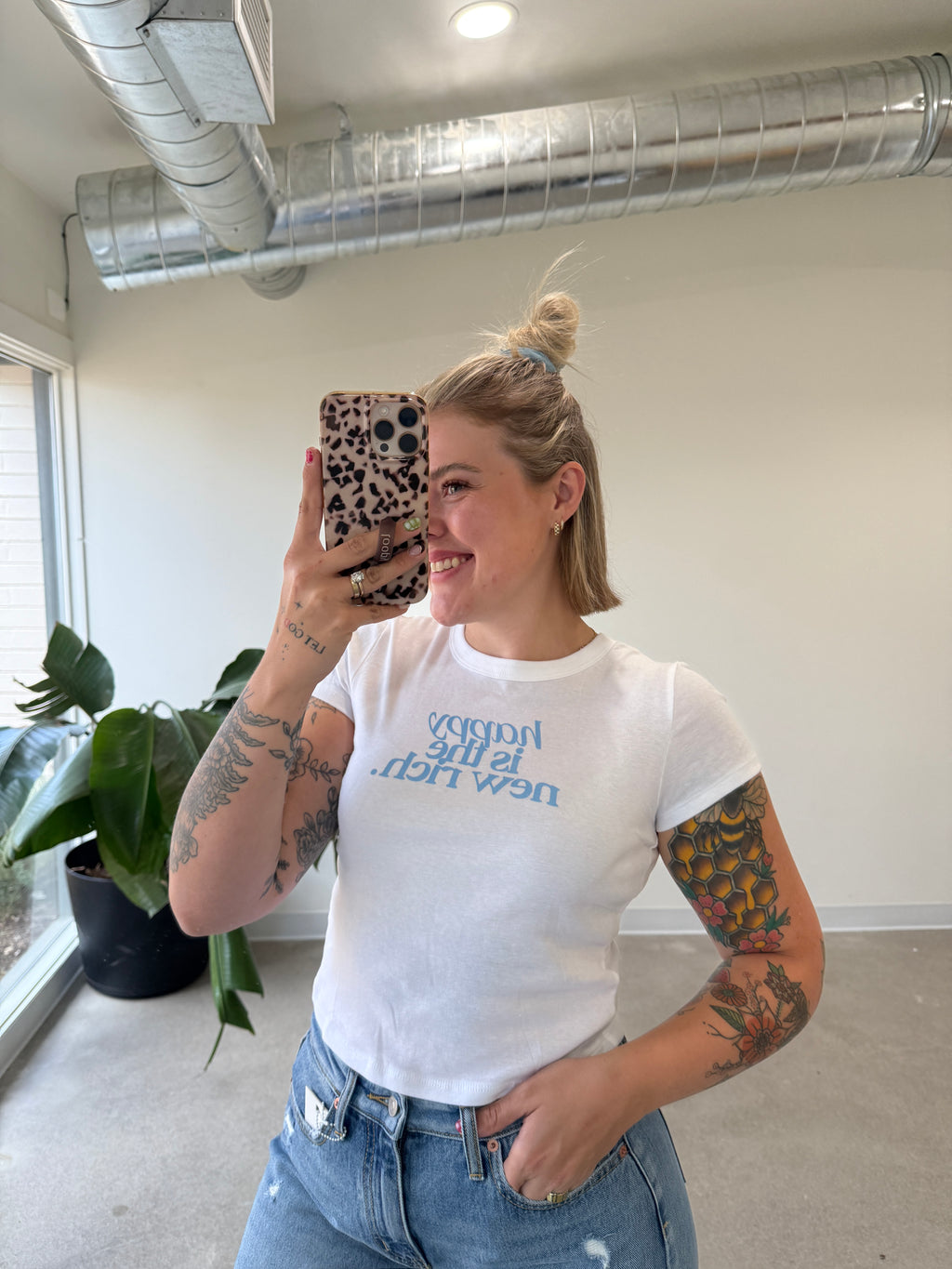 Happy Is the New Rich Cropped Tee