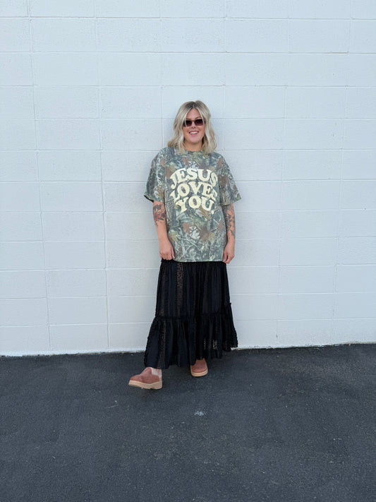 Black Tiered Lace Skirt