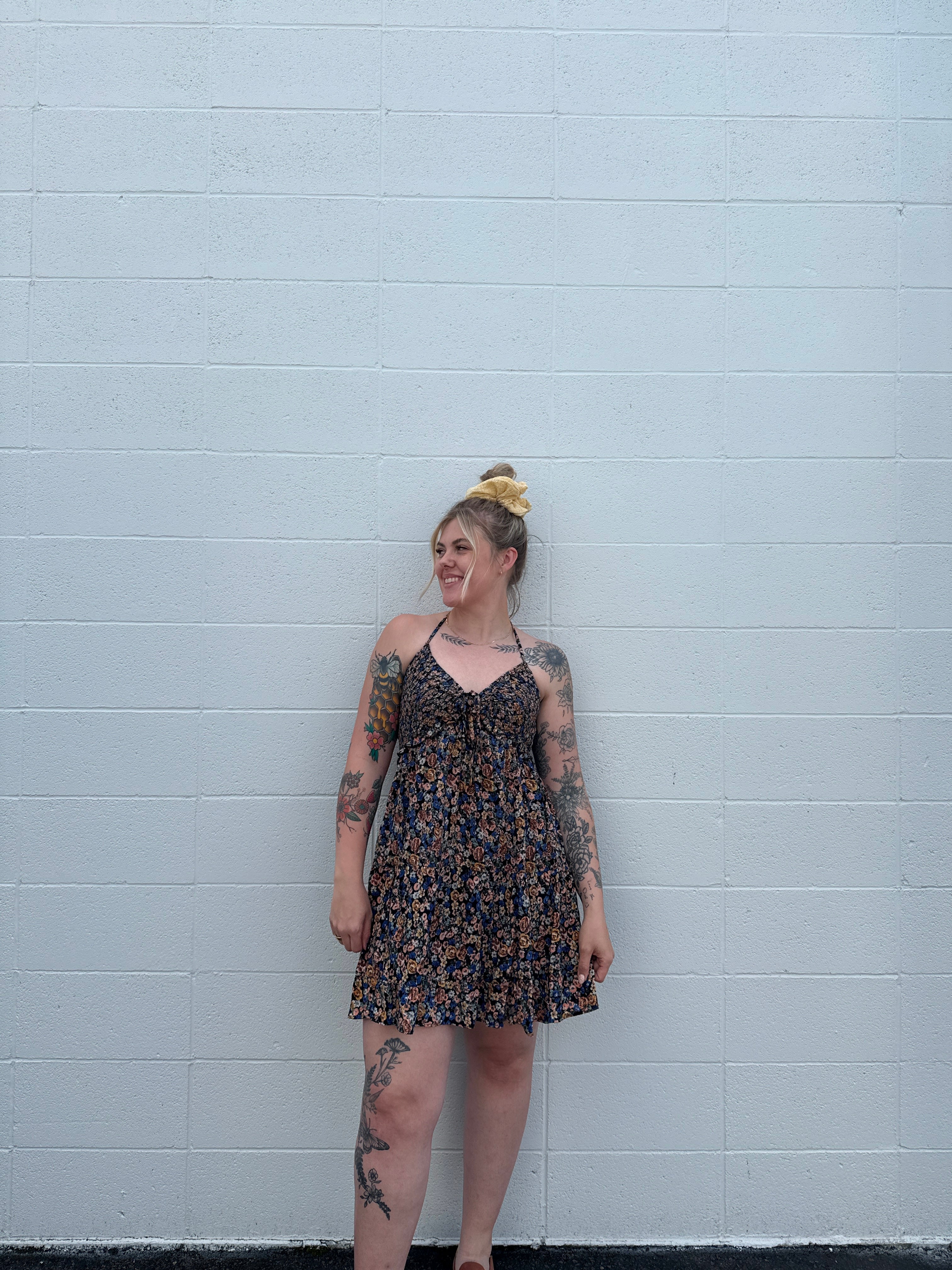 Forget Me Not Floral Halter Dress