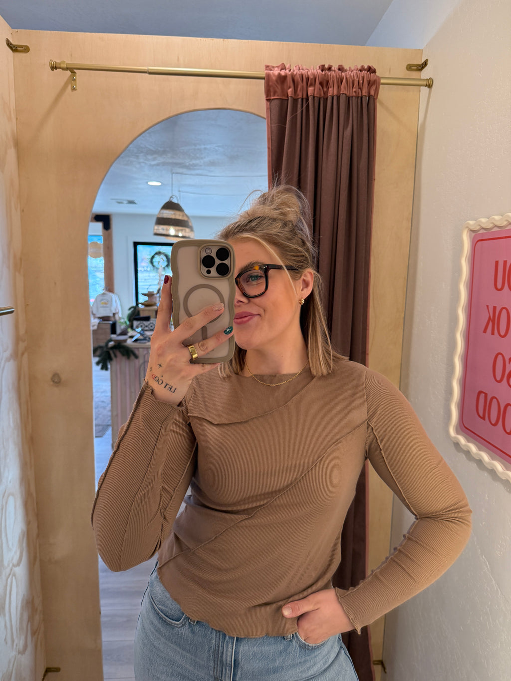 Ribbed Textured Knit Long Sleeve