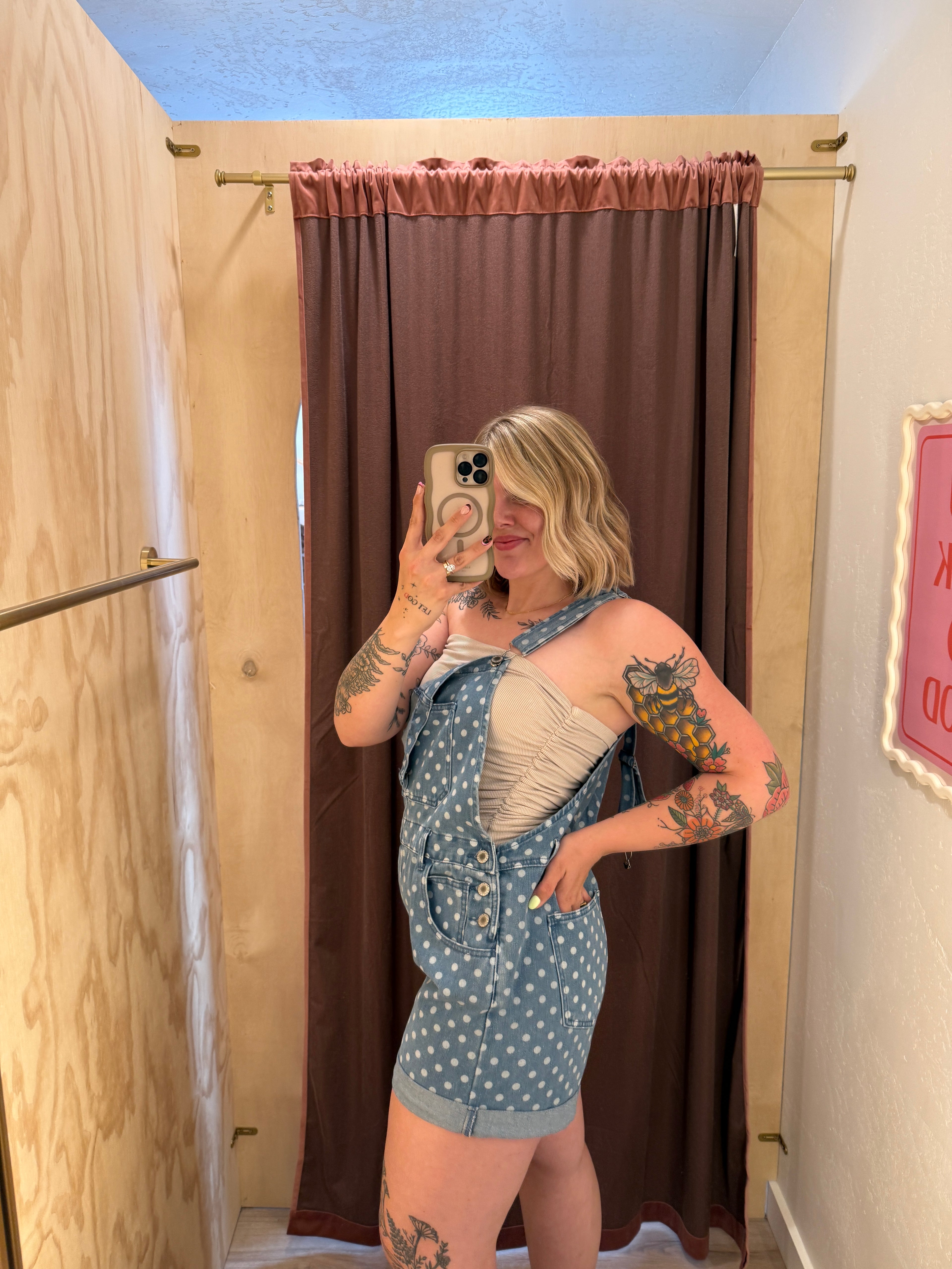 Dots + Denim Short Overalls