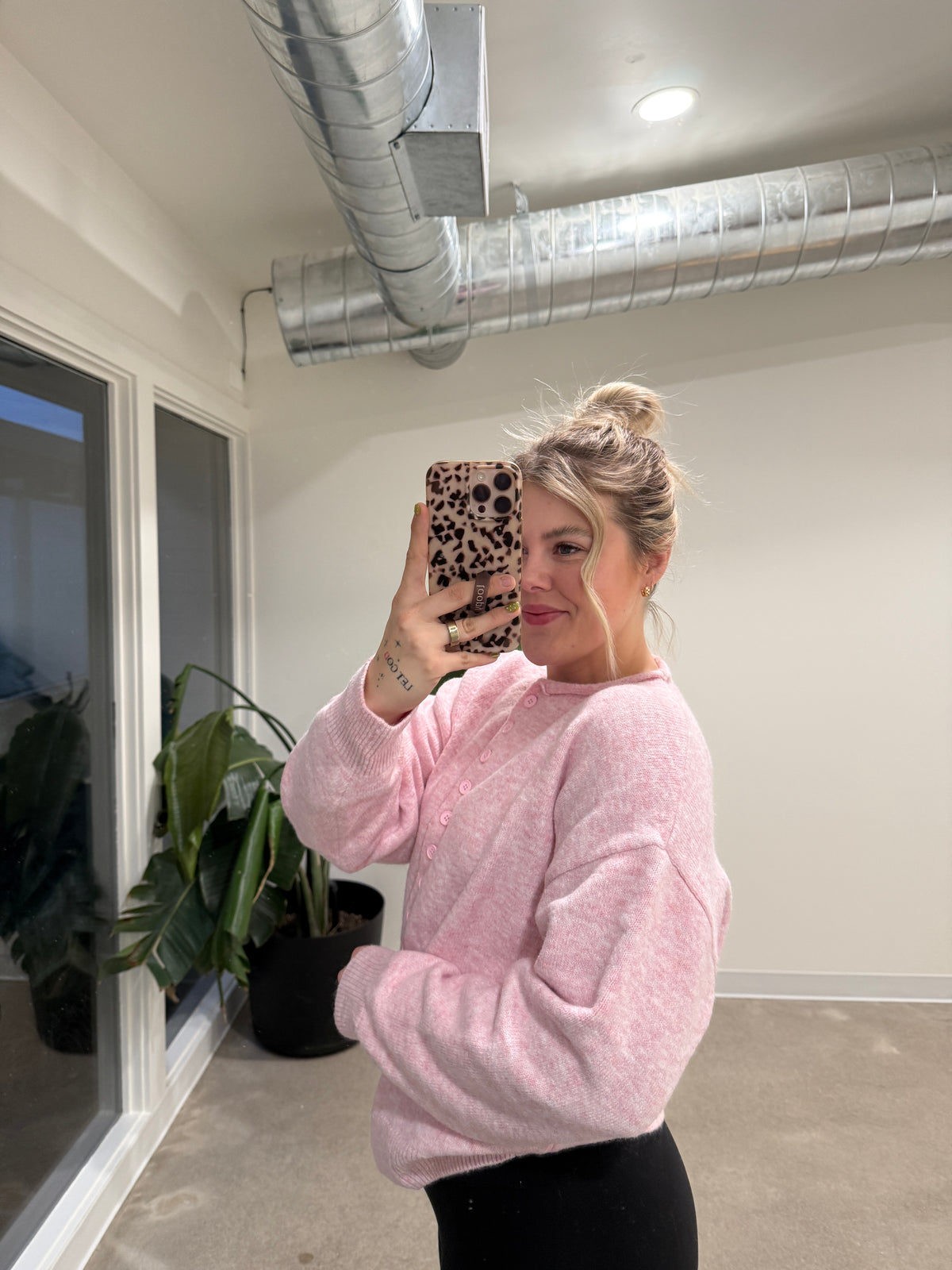 Baby Pink Button Down Cardigan
