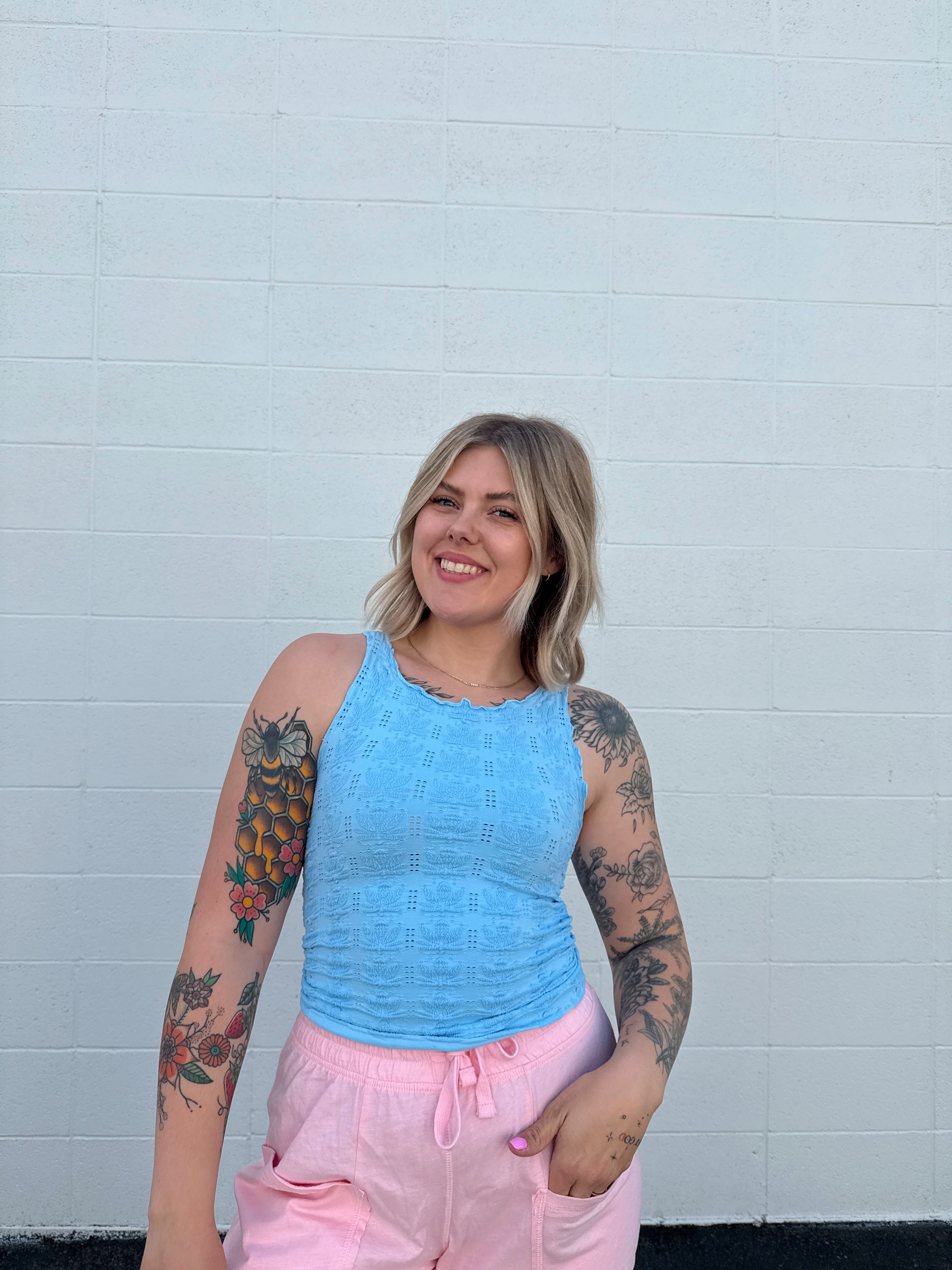 Ruffle Hem Textured Tanks (Multiple colors)