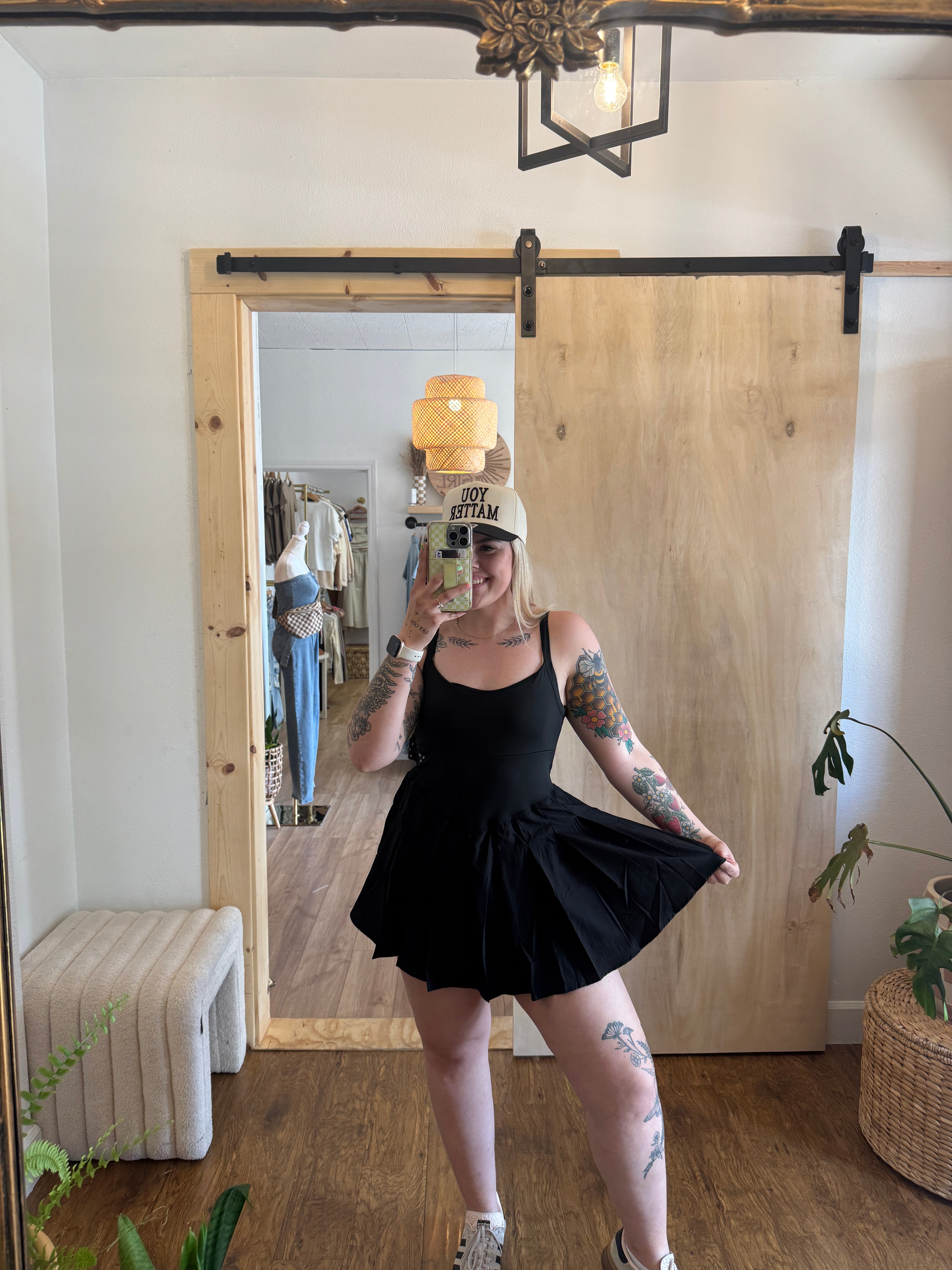 Just a Little Flirty Black Skort Dress