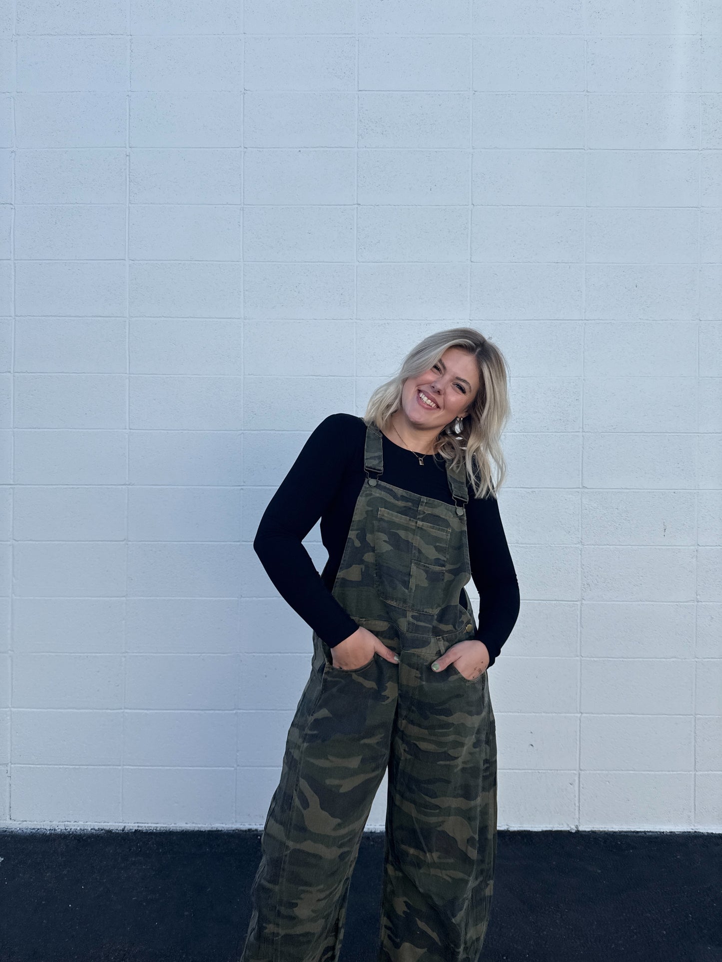 Washed Camo Barrel Overalls